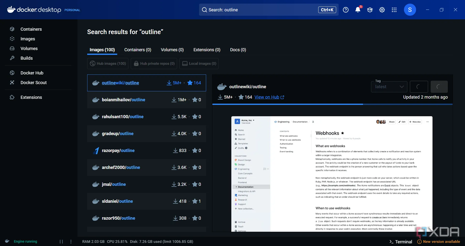 Giao diện Outline chuẩn bị tự host trong Docker, minh họa khả năng kiểm soát dữ liệu hoàn toàn cho người dùng