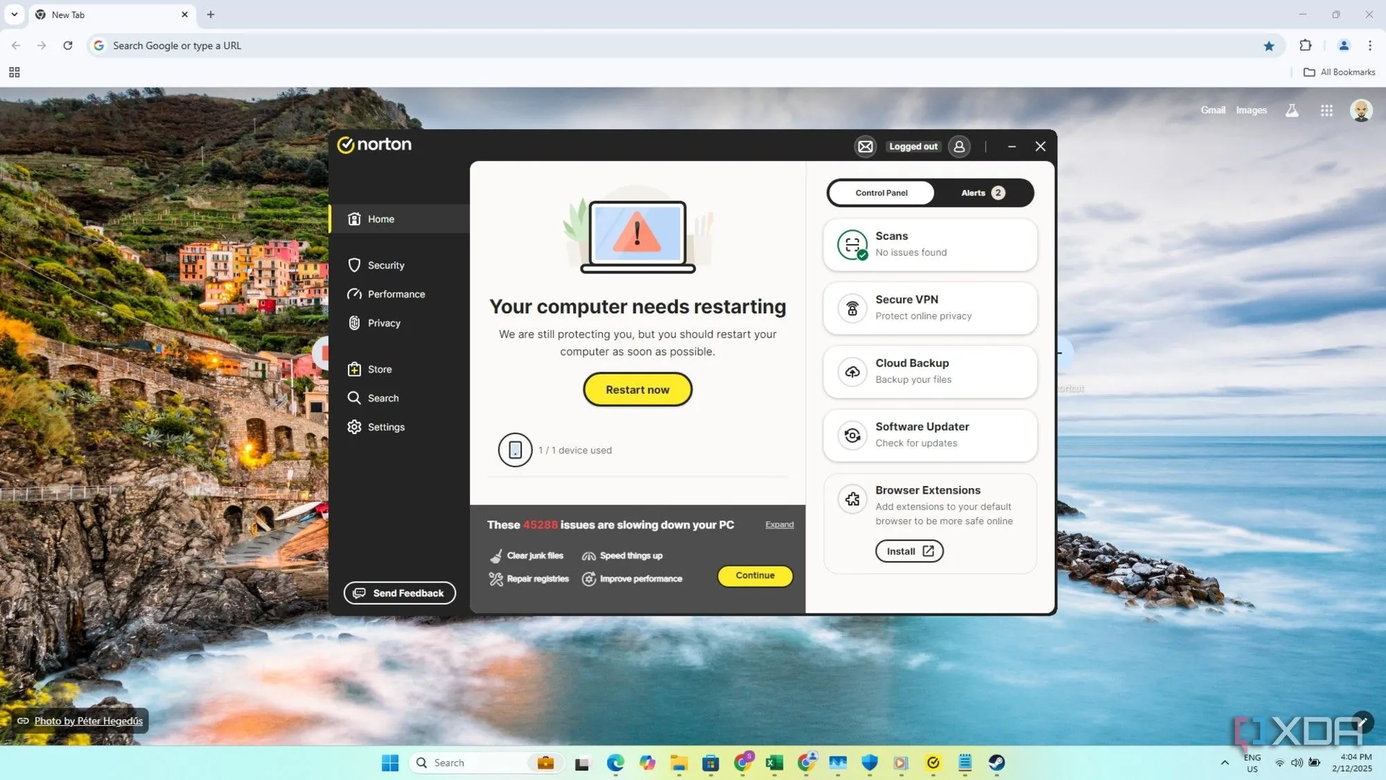 Giao diện phần mềm diệt virus Norton trên máy tính Windows