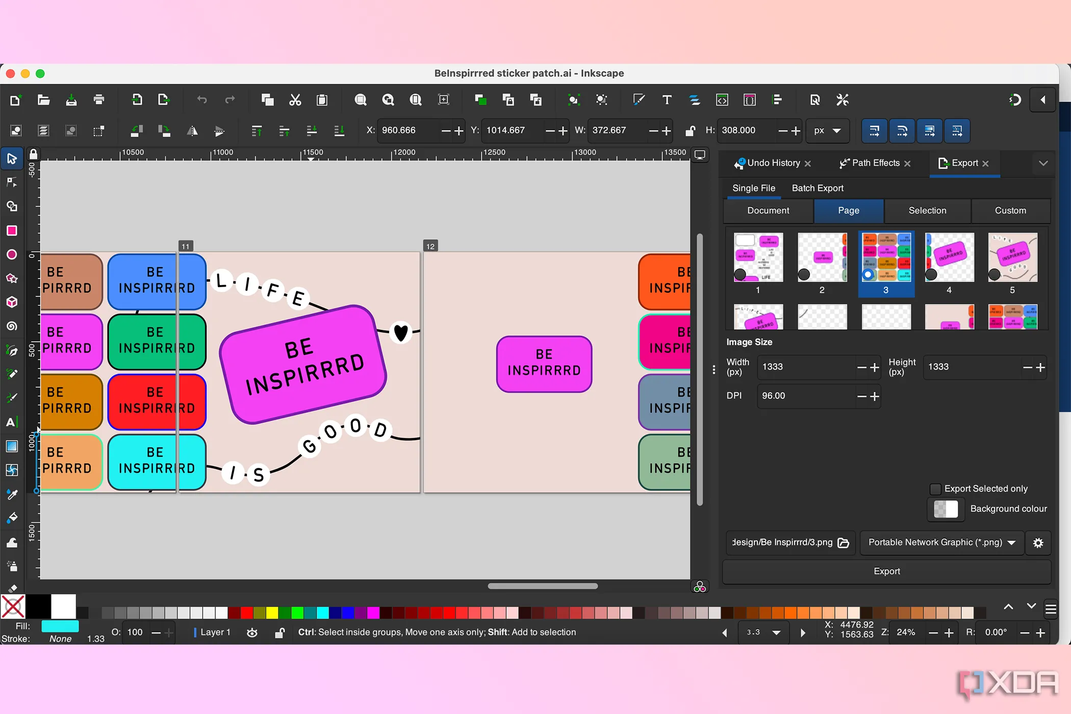 Giao diện phần mềm Inkscape với các công cụ đồ họa vector chuyên nghiệp