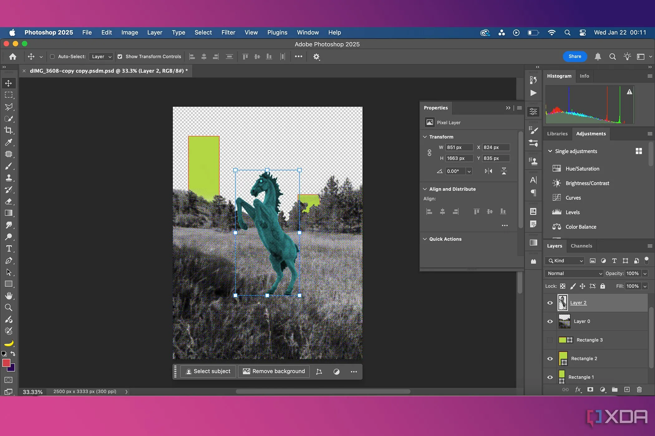 Giao diện Photoshop trên iPad với bảng thuộc tính được tối ưu hóa