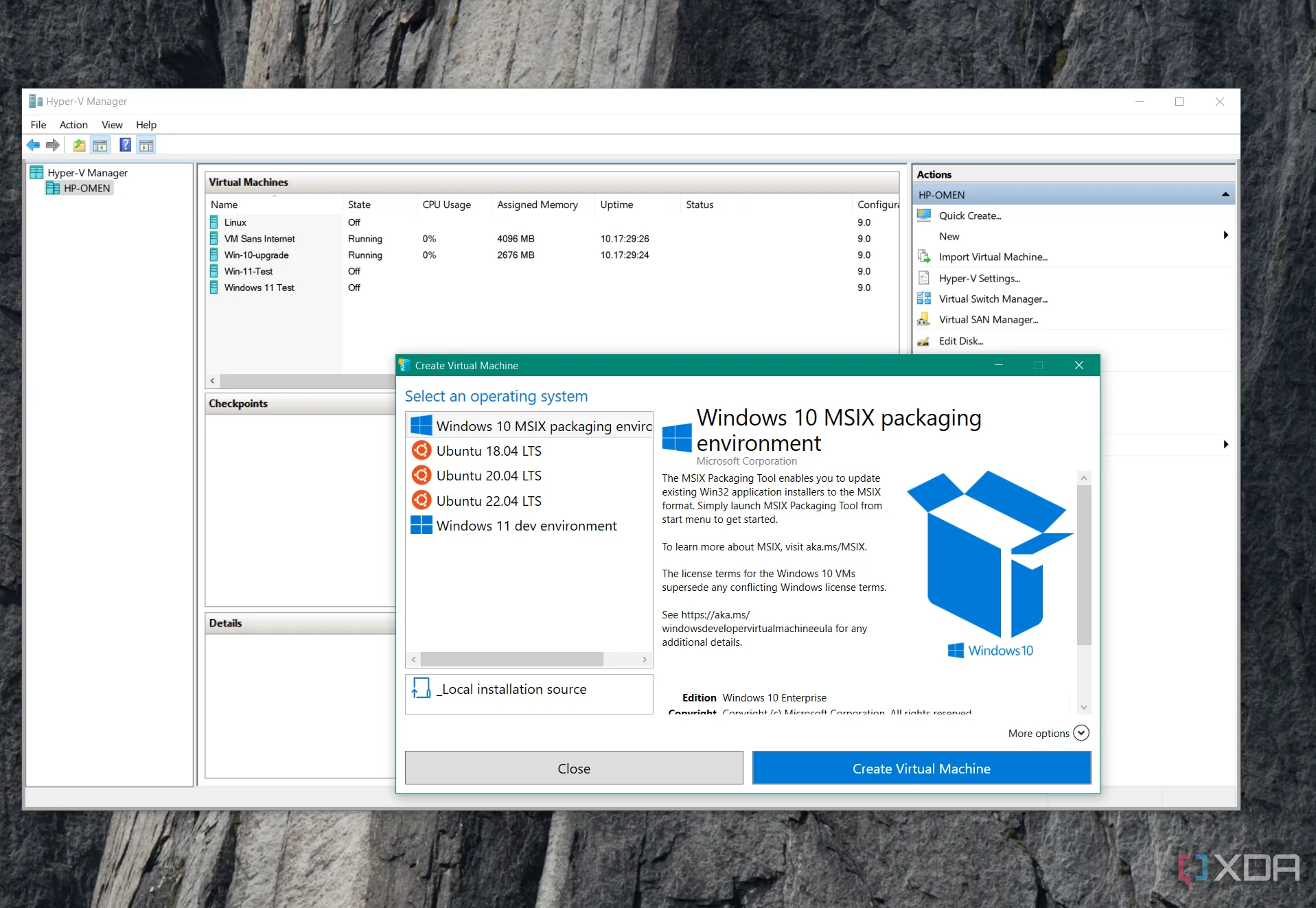 Giao diện tạo máy ảo mới trong Hyper-V, minh họa việc lạm dụng tài nguyên khi chạy quá nhiều VM