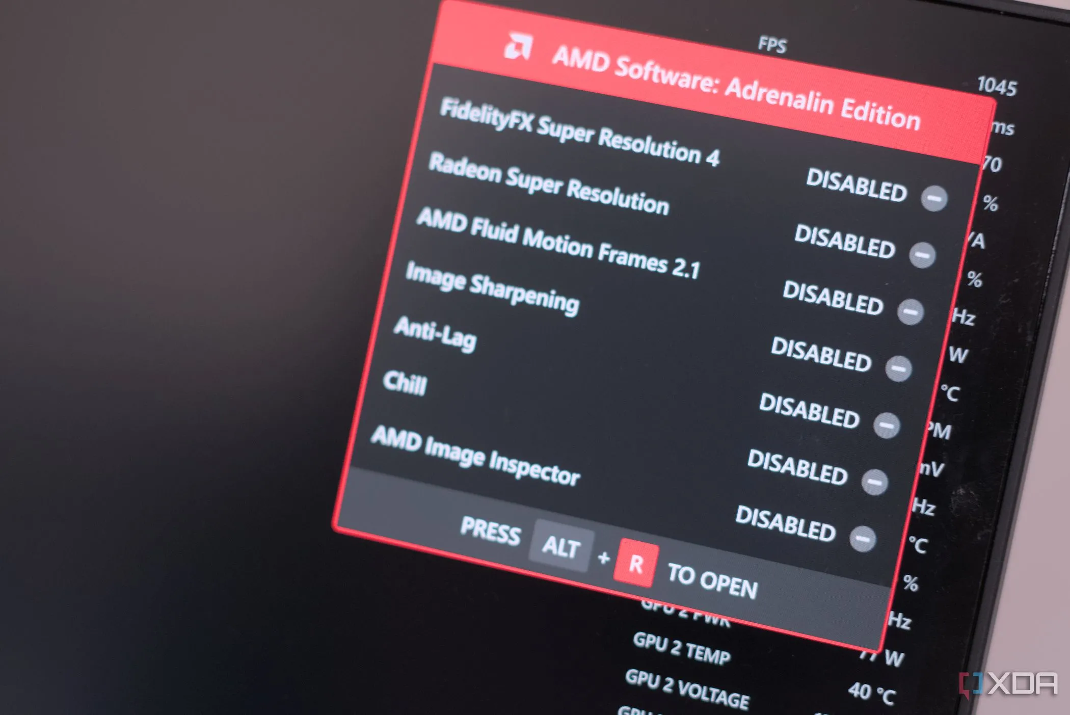 Giao diện thông báo về công nghệ FidelityFX Super Resolution 4 (FSR 4) của AMD