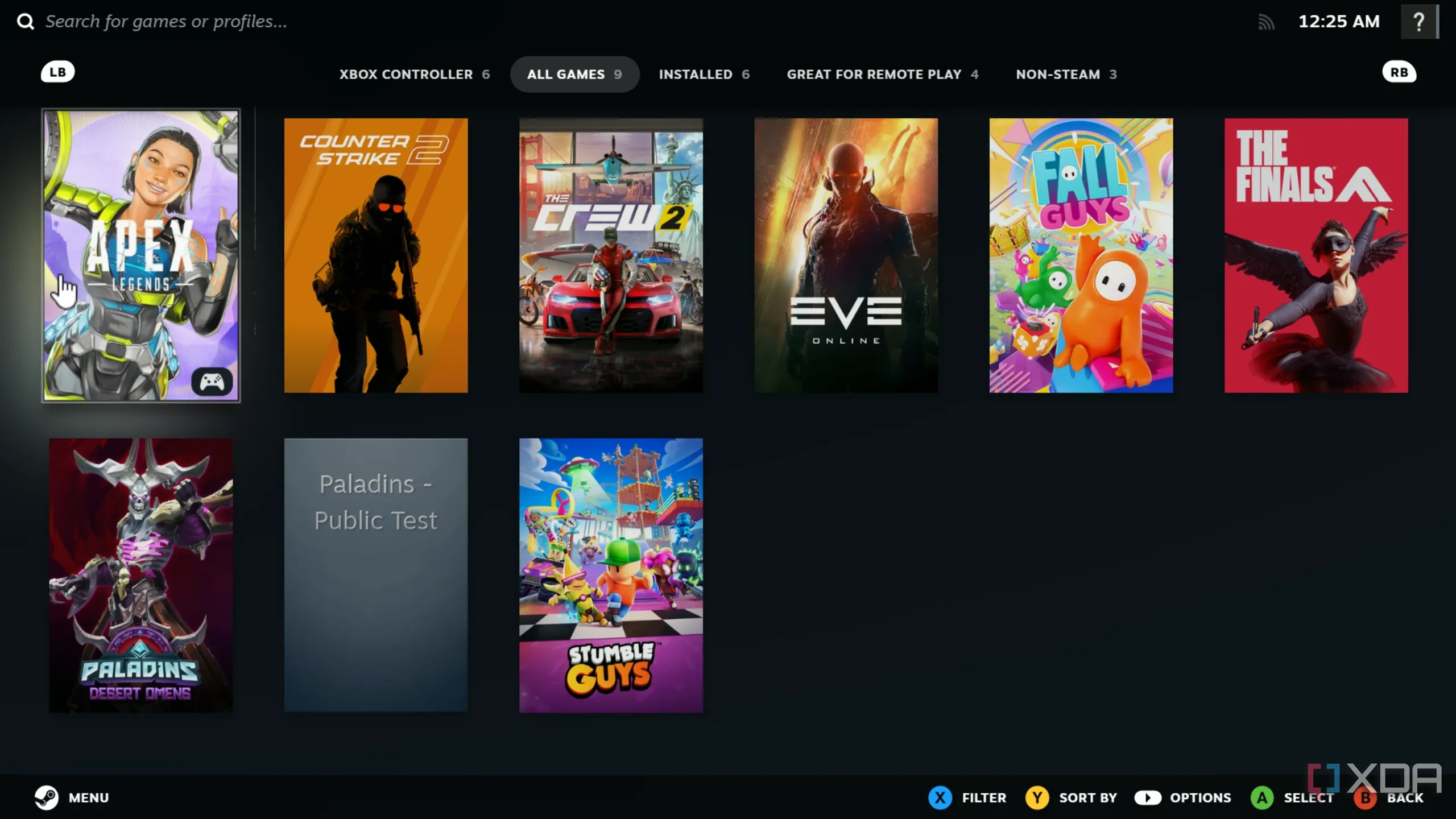 Giao diện thư viện game Steam với nhiều trò chơi đã sở hữu