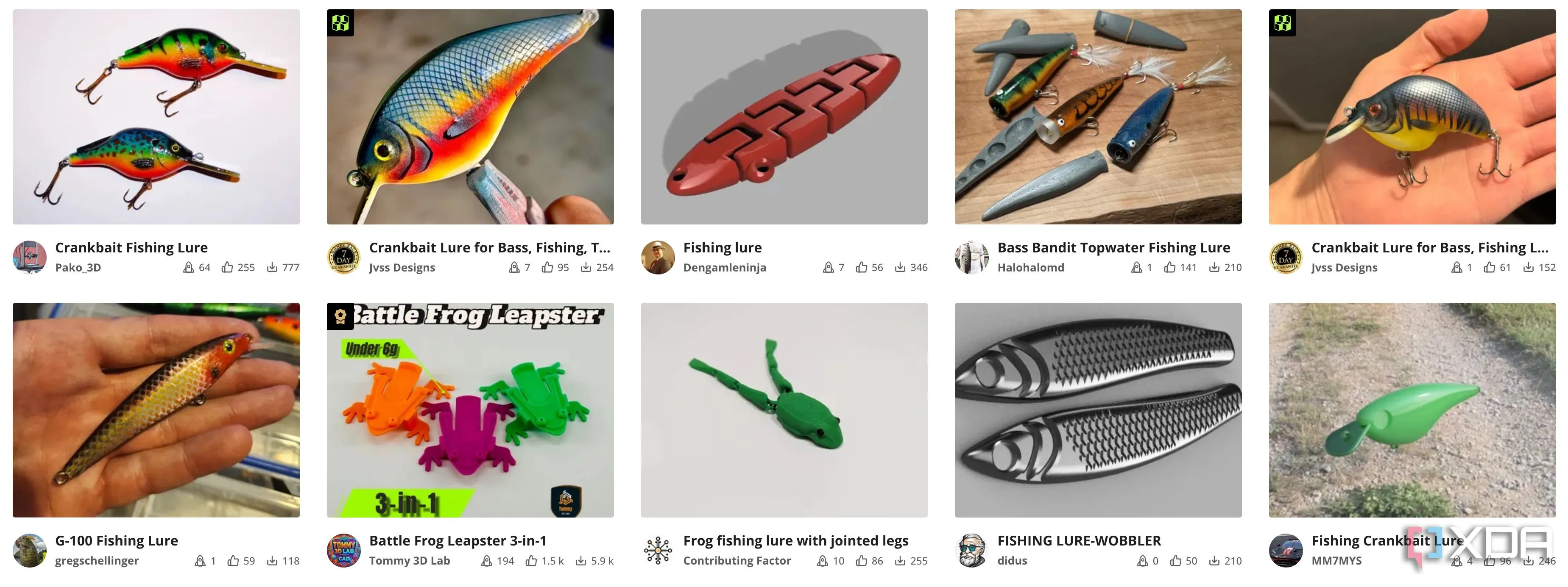 Giao diện tìm kiếm các mẫu mồi câu cá in 3D trên nền tảng MakerWorld
