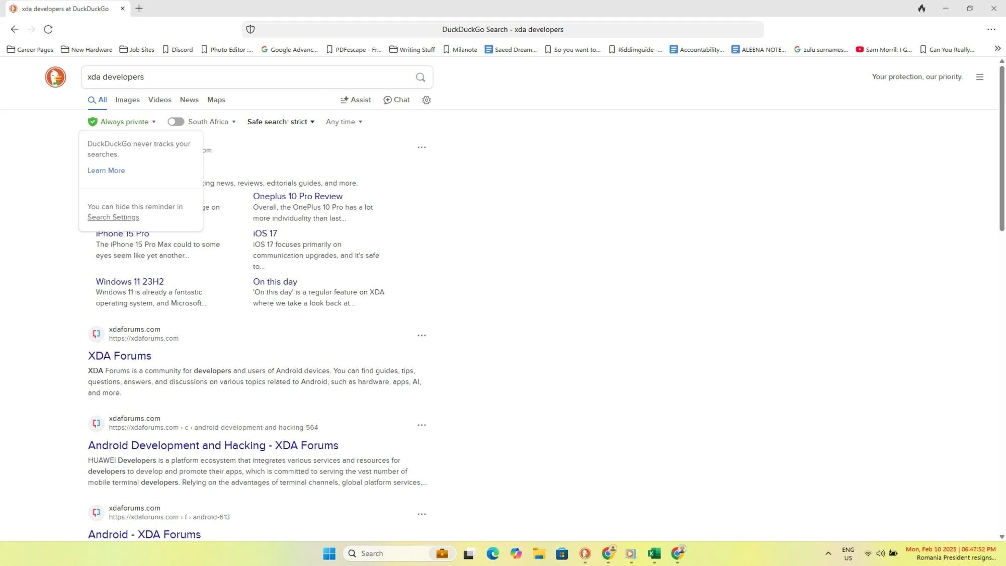 Giao diện tìm kiếm của DuckDuckGo với thông điệp &quot;Tìm kiếm không theo dõi&quot;, nhấn mạnh quyền riêng tư khi duyệt web và không lưu trữ lịch sử