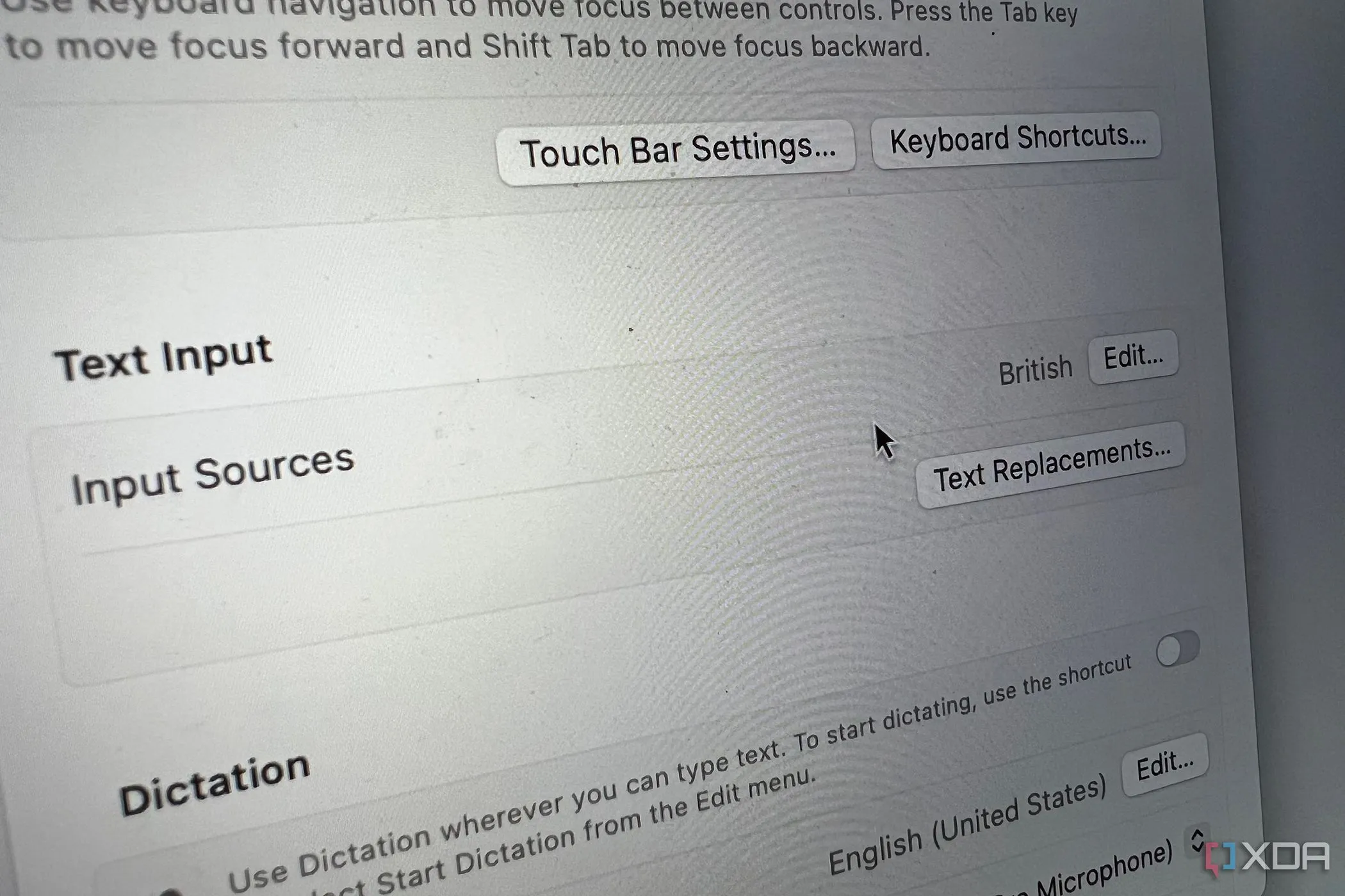 Giao diện tính năng Text Replacement trên hệ điều hành macOS