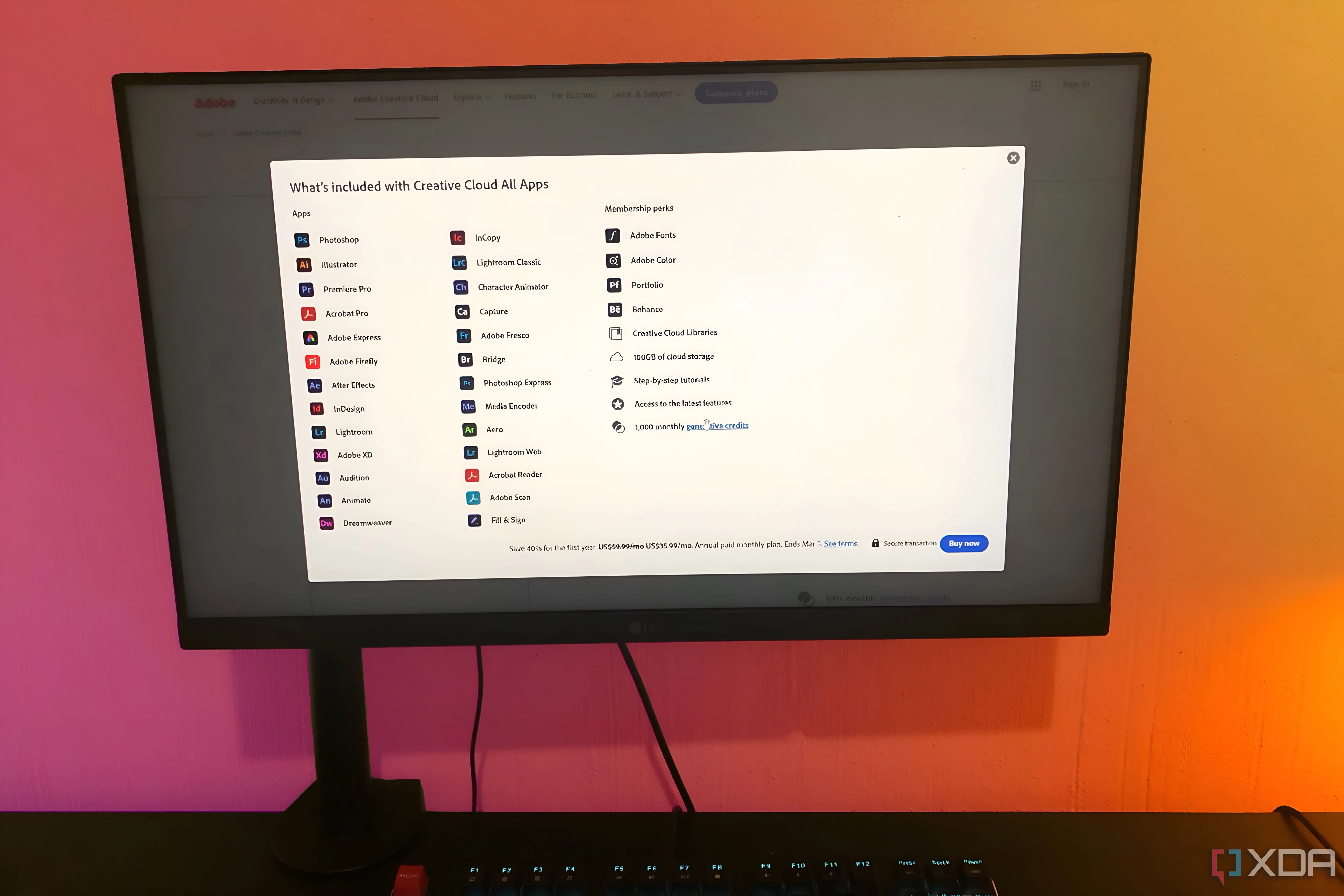 Giao diện tổng quan gói Adobe All Apps trên máy tính để bàn, liên quan đến vấn đề phần mềm rác