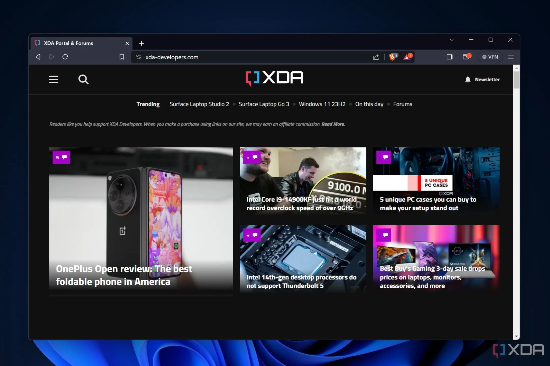 Giao diện trình duyệt web Brave đang hoạt động trên hệ điều hành Windows 11, với các tab đang mở và thanh tìm kiếm.