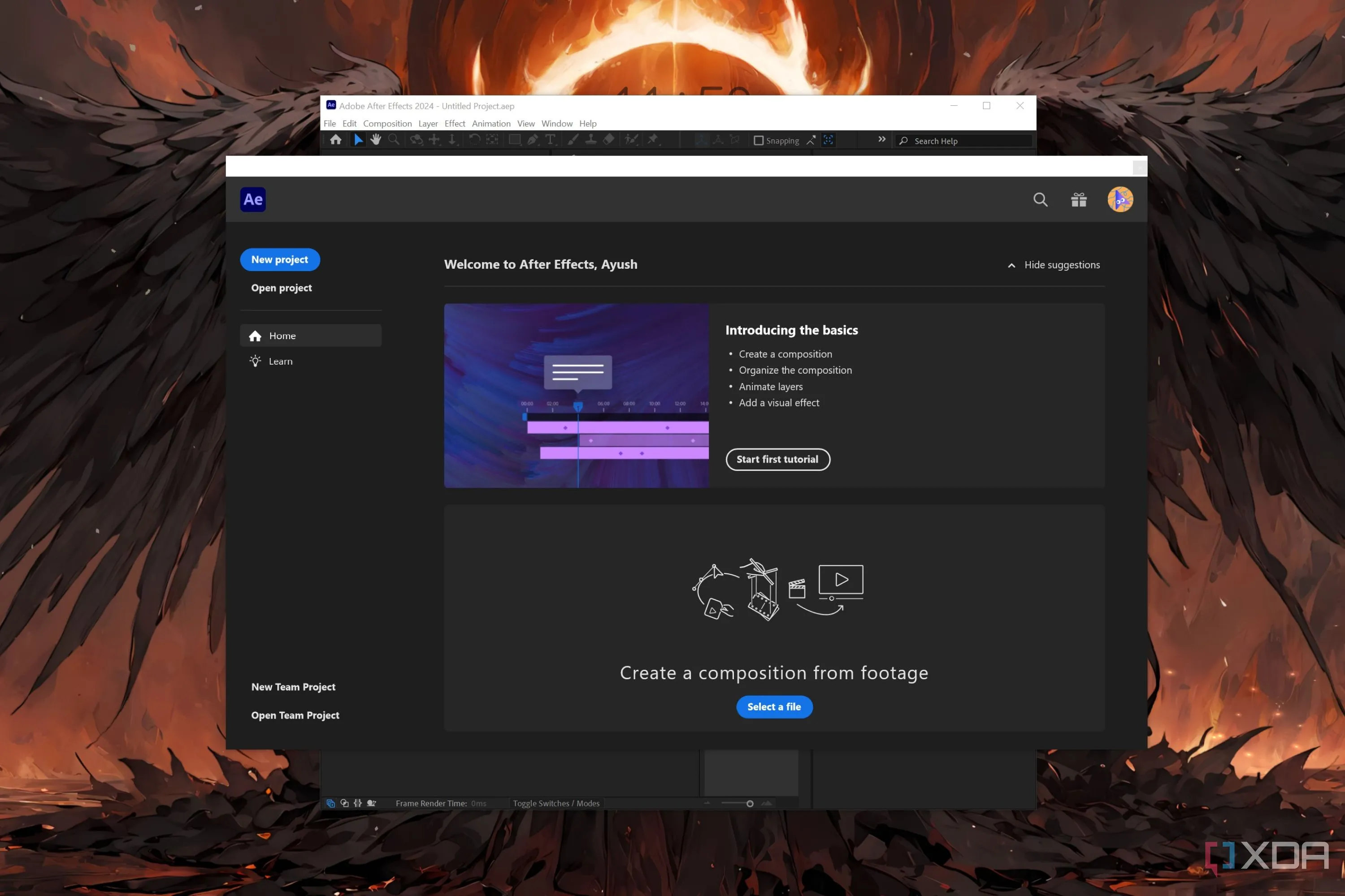 Giao diện ứng dụng Adobe After Effects đang hiển thị timeline và các lớp hiệu ứng cho đồ họa chuyển động 2D