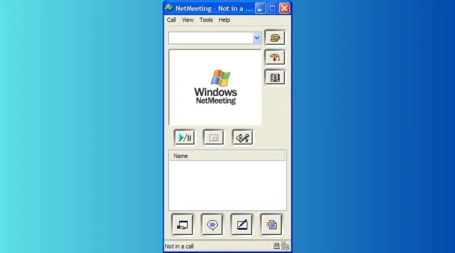 giao diện Windows NetMeeting trên nền màu chuyển sắc