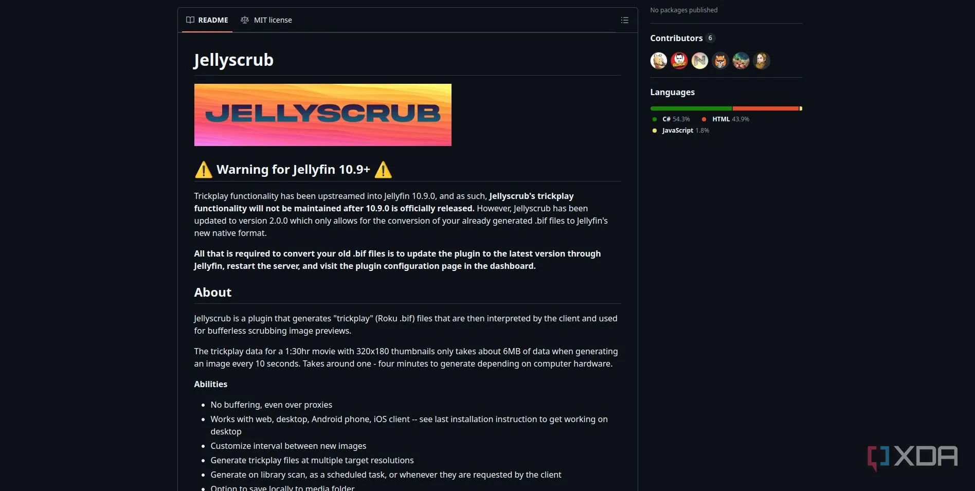 Giao diện xem video trên Jellyfin với plugin Jellyscrub hiển thị các thumbnail preview khi tua nhanh, giúp điều hướng dễ dàng hơn