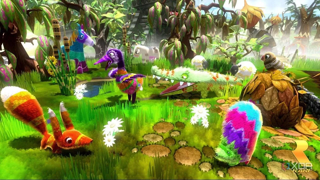 Hai nhân vật Piñata hình nhím và cáo trong thế giới đầy màu sắc của Viva Piñata