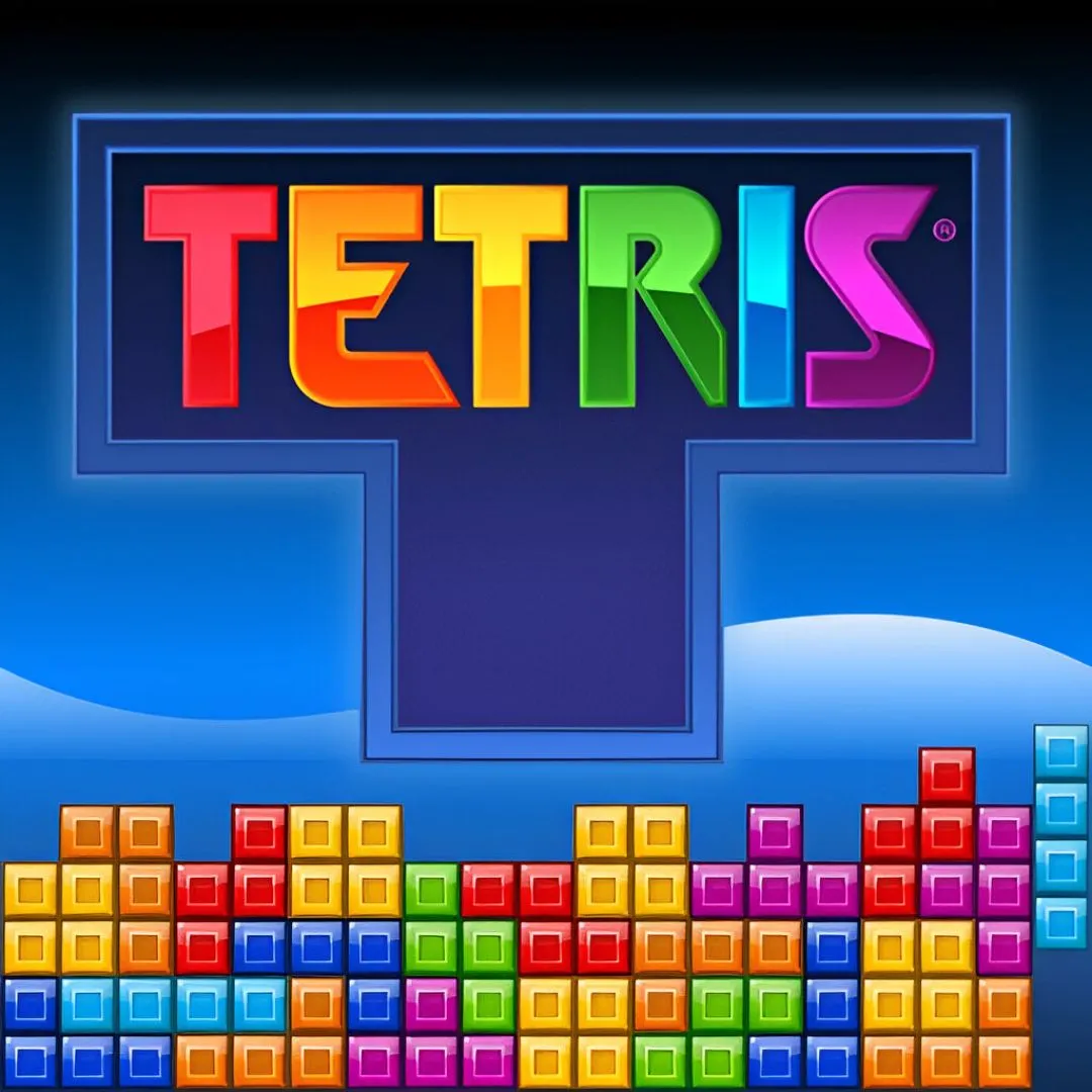 Hình ảnh các khối Tetromino đang rơi trong game xếp hình kinh điển Tetris, sáng tạo của Alexey Pajitnov