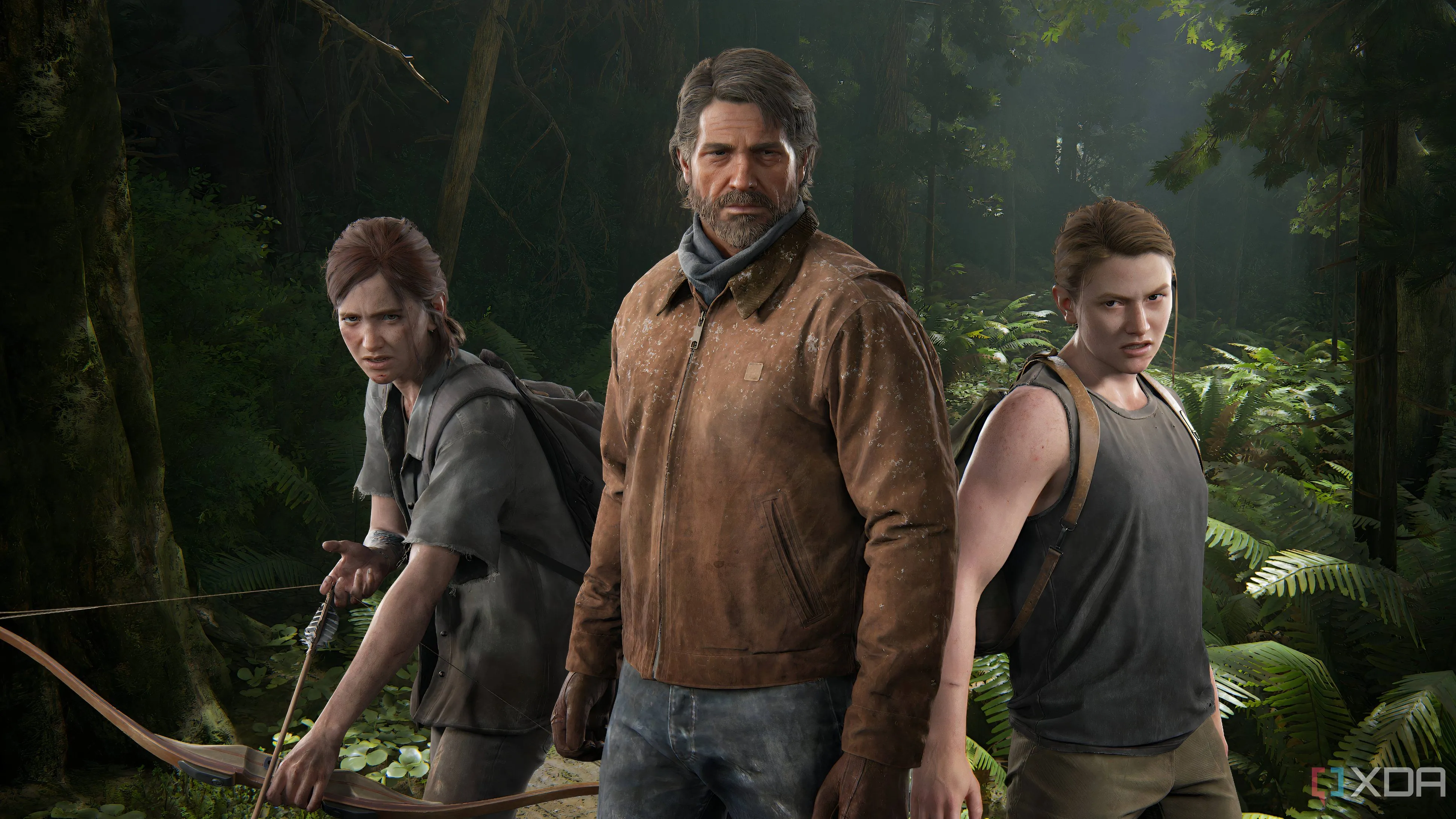 Hình ảnh các nhân vật chính Ellie, Joel và Abby từ game The Last of Us Part II, thể hiện sự phức tạp trong cốt truyện.