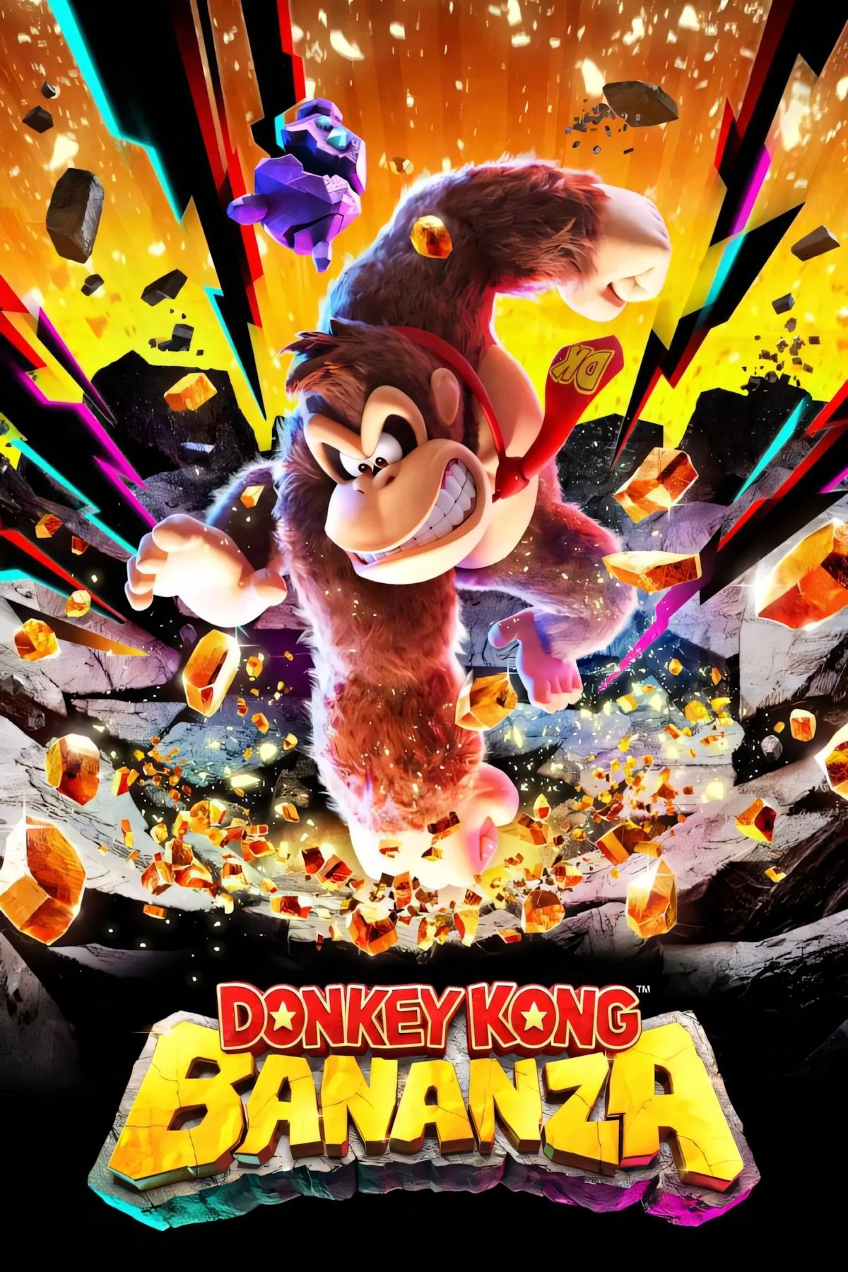 Hình ảnh Donkey Kong Bananza với đồ họa 3D màu sắc tươi sáng, thể hiện sự sống động của game platformer