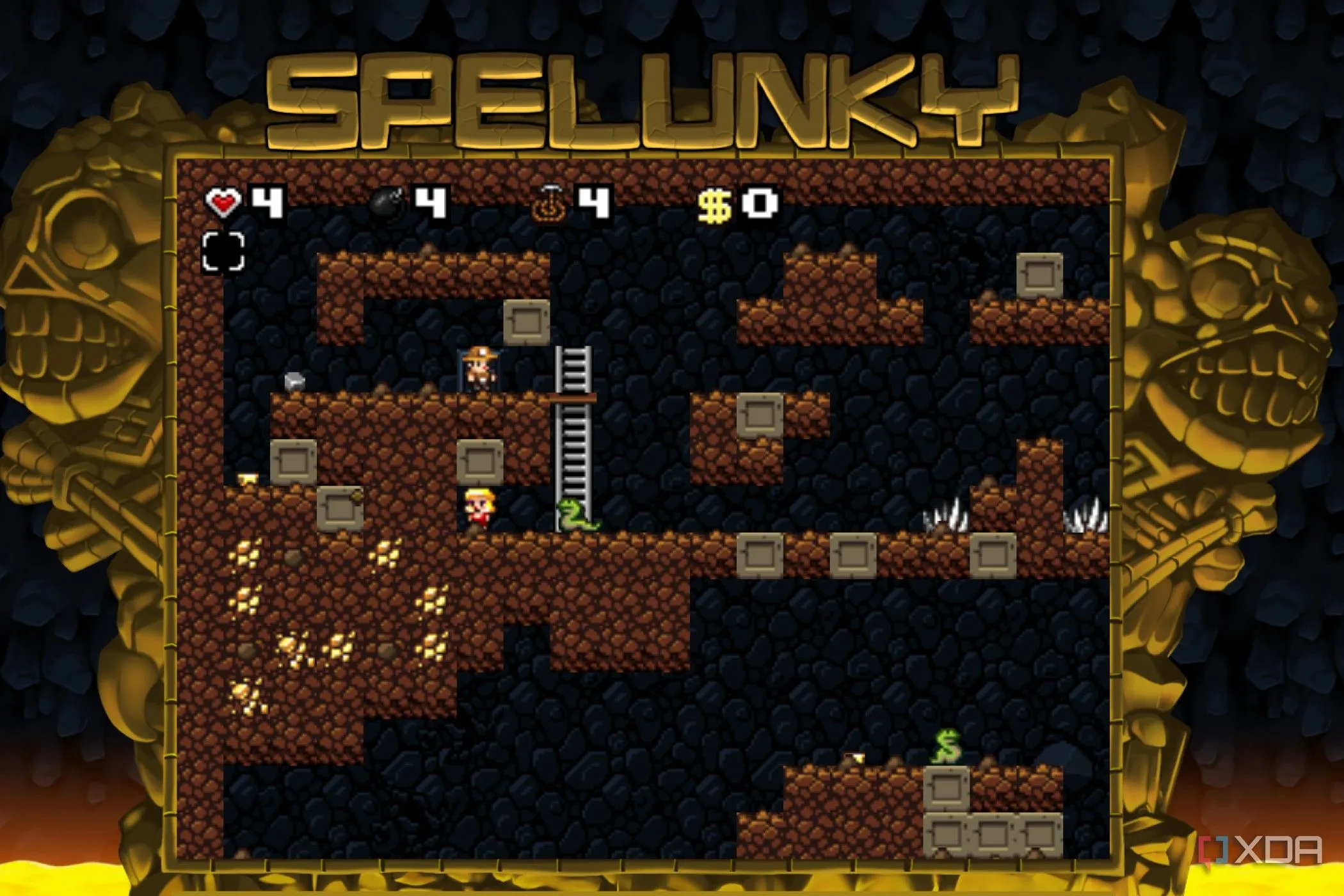 Hình ảnh game platformer Spelunky phiên bản cổ điển đang chạy trên trình duyệt web
