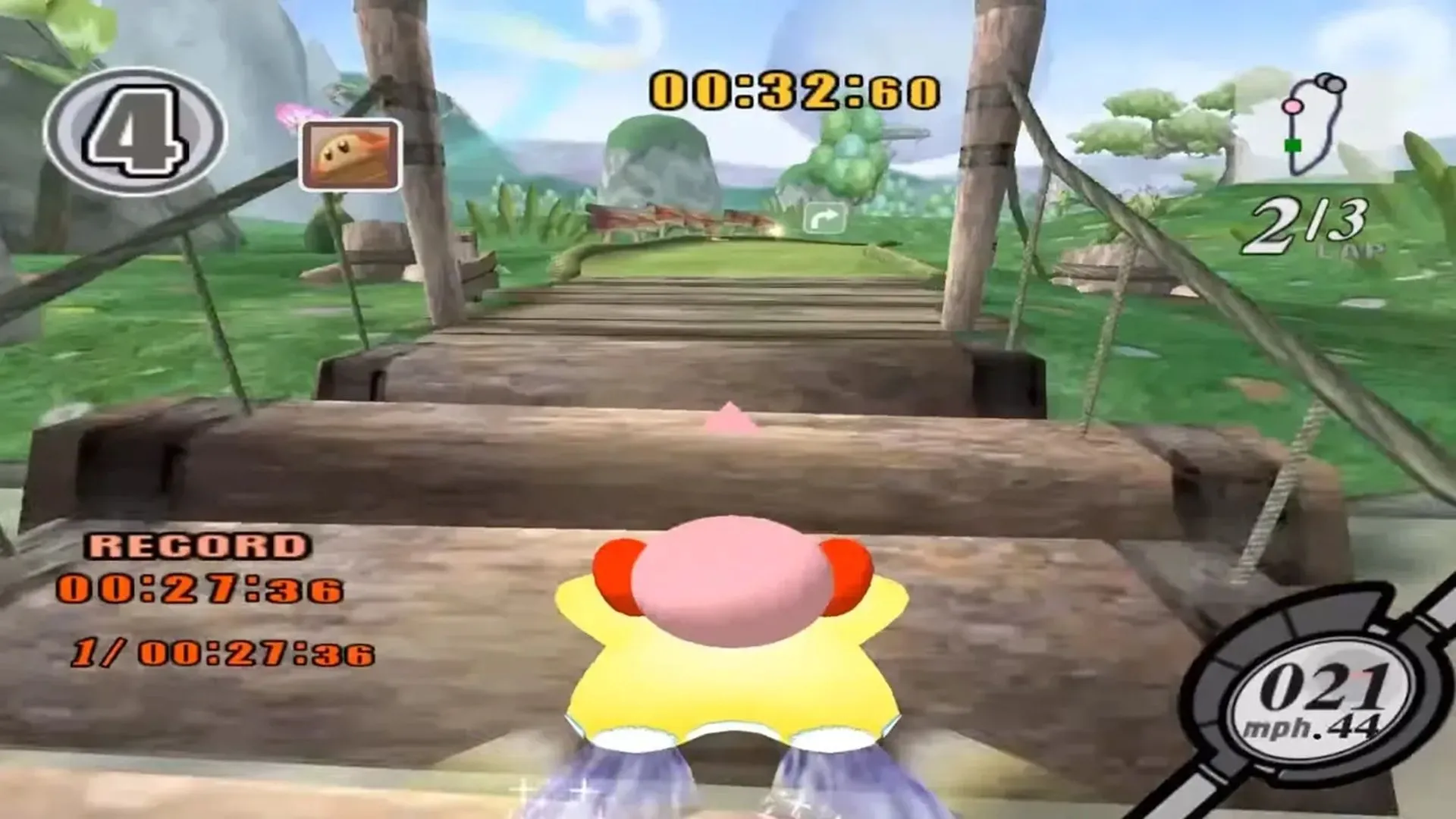 Hình ảnh gameplay sôi động từ tựa game đua xe Kirby Air Ride trên Nintendo GameCube