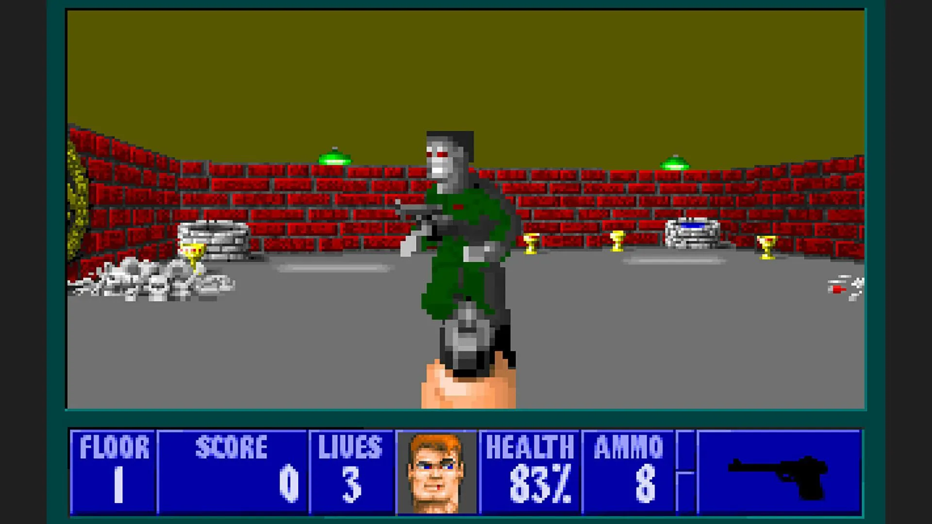 Hình ảnh gameplay từ Wolfenstein 3D, engine game mà Super Noah's Ark 3D đã sử dụng