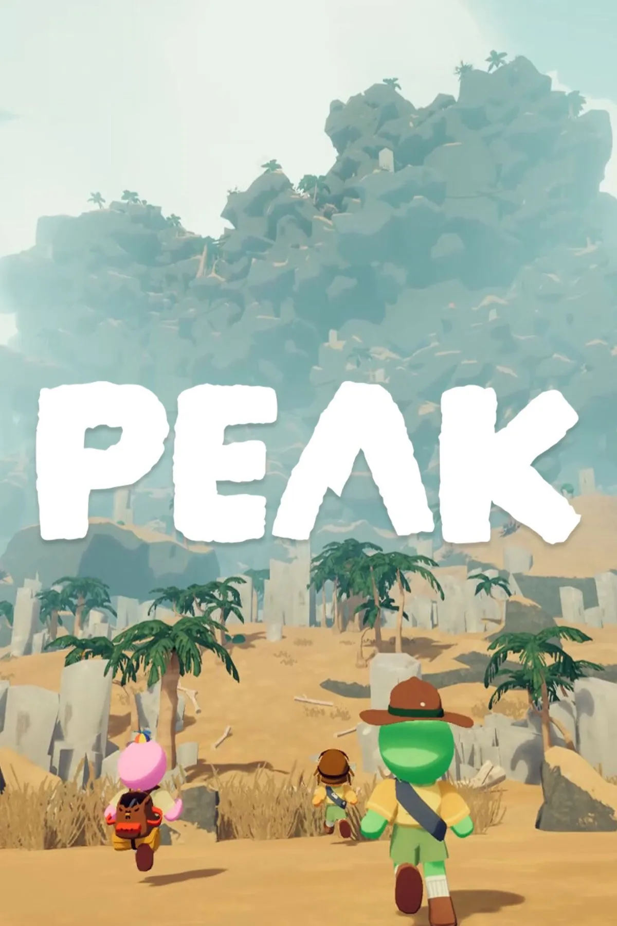 Hình ảnh hai nhân vật đang leo núi hiểm trở trong game PEAK