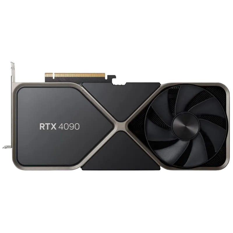 Hình ảnh mặt trước của card đồ họa NVIDIA GeForce RTX 4090, biểu tượng hiệu năng gaming cao cấp