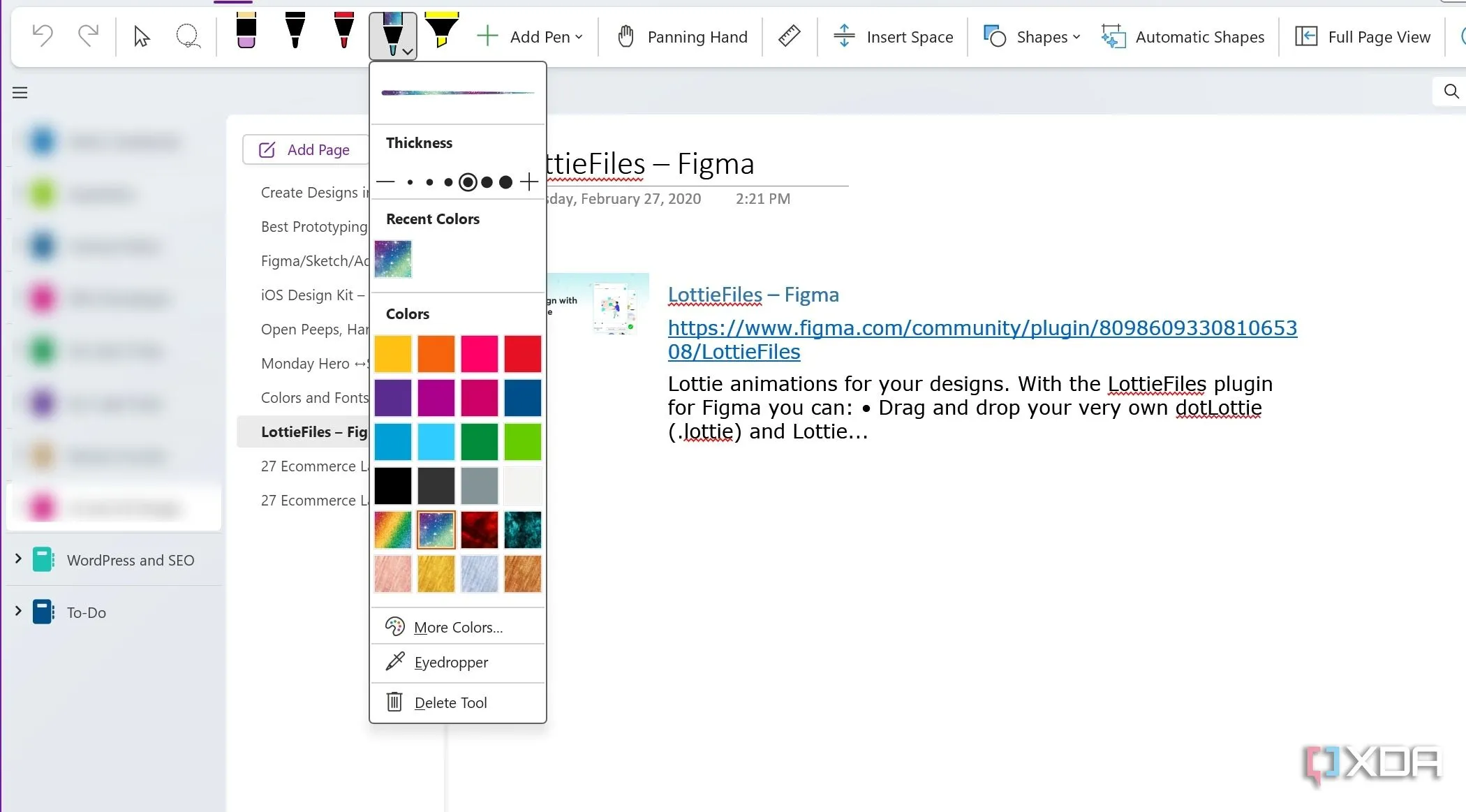 Hình ảnh minh họa tính năng vẽ tay hoặc ghi chú phác thảo trong OneNote, thường gặp vấn đề đồng bộ