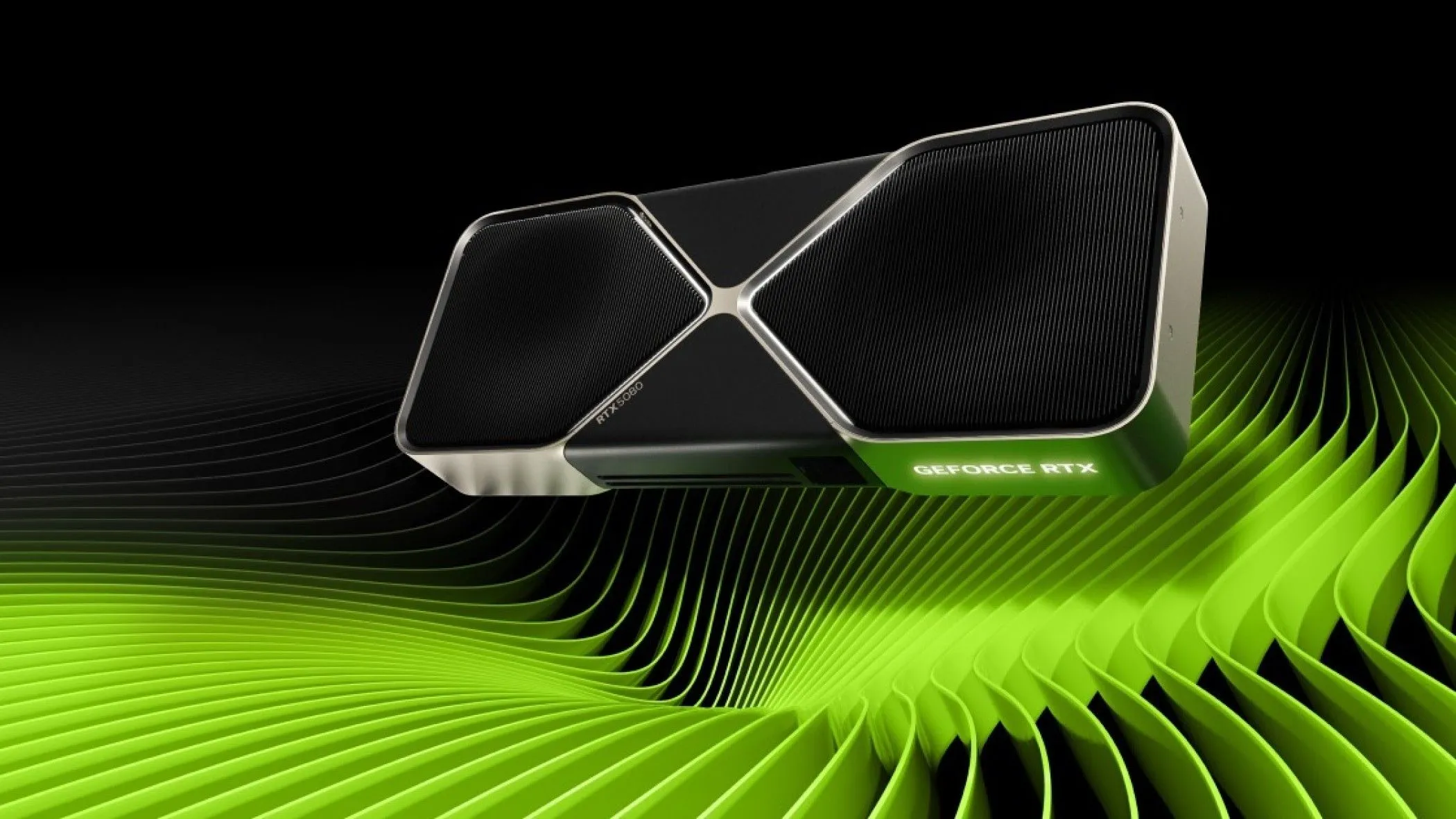 Hình ảnh render card đồ họa Nvidia GeForce RTX 5080, minh họa cho tình trạng paper launch và khan hiếm hàng