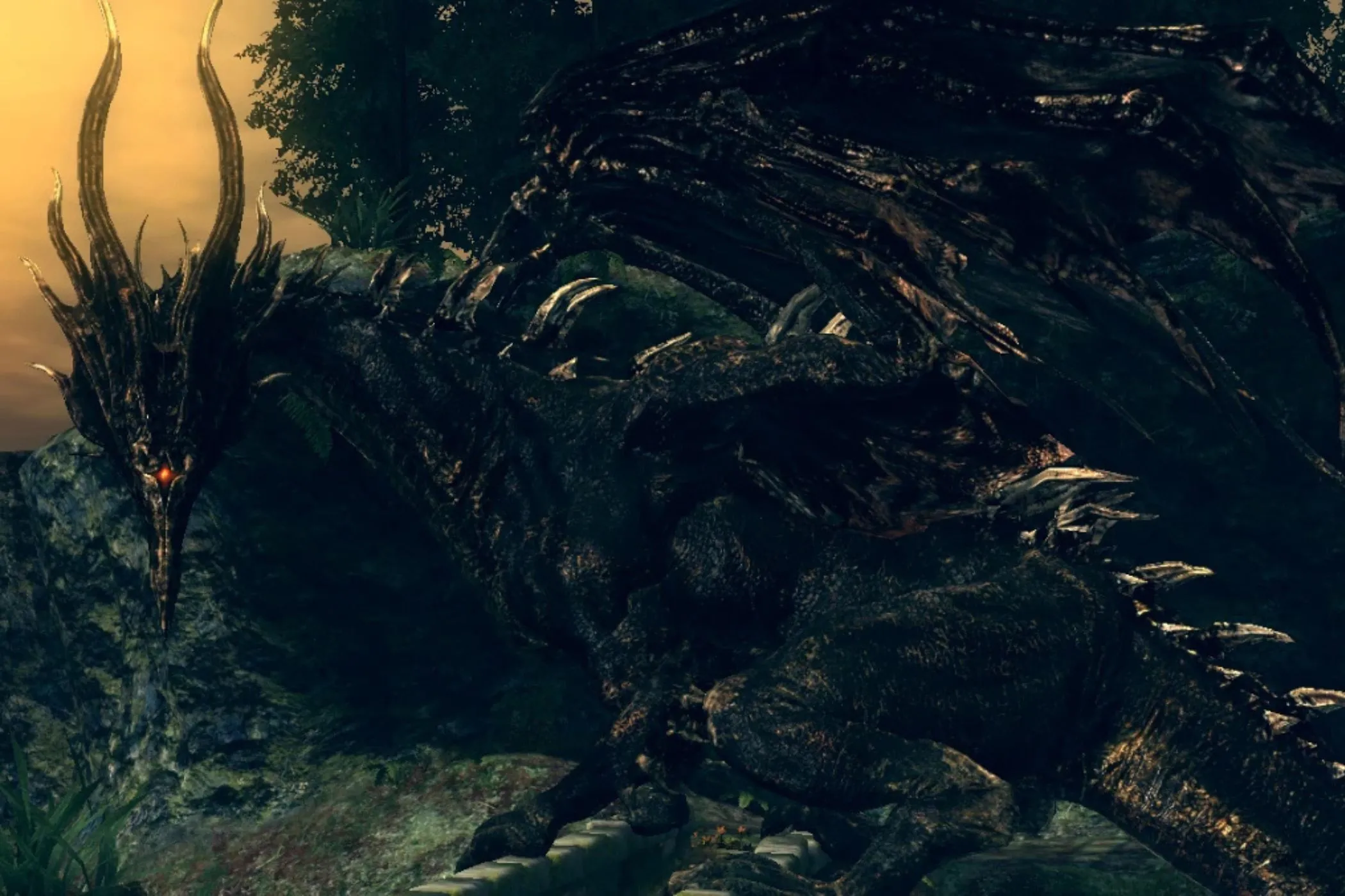Hình ảnh rồng đen Kalameet hung dữ trong Dark Souls DLC Artorias of the Abyss