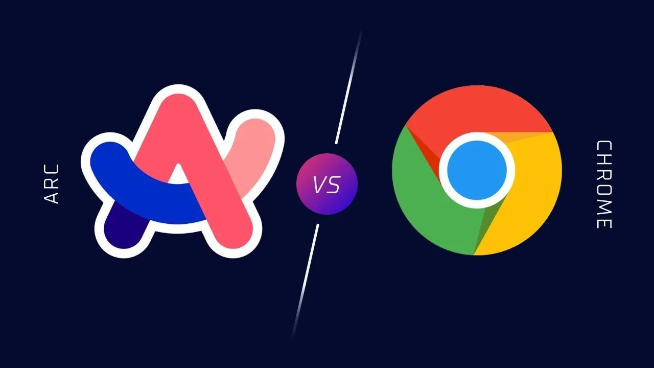 Hình ảnh so sánh trực quan giao diện và tính năng giữa trình duyệt Arc và Google Chrome.