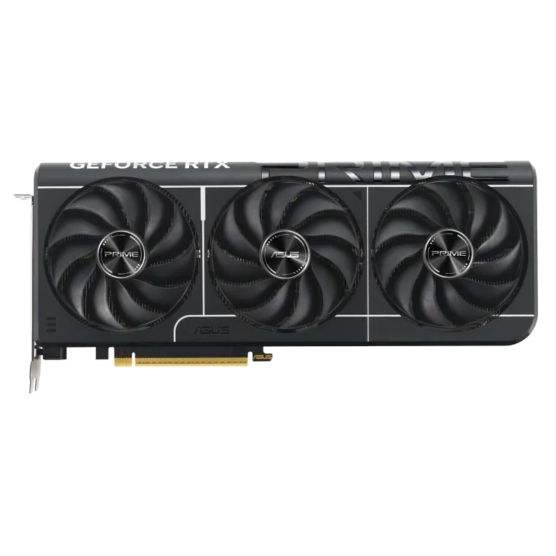Hình ảnh thực tế của card đồ họa Asus GeForce RTX 5070 Ti Prime, thể hiện thiết kế gọn gàng và phù hợp với nhiều cấu hình PC.