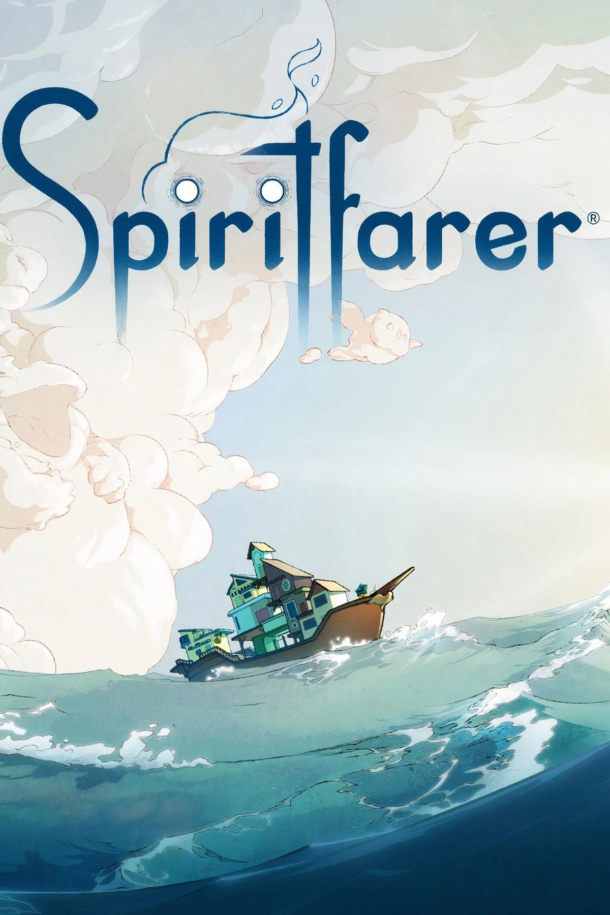 Hình ảnh tổng hợp các cảnh trong game Spiritfarer, tập trung vào nhân vật Stella và linh hồn trên con thuyền phà