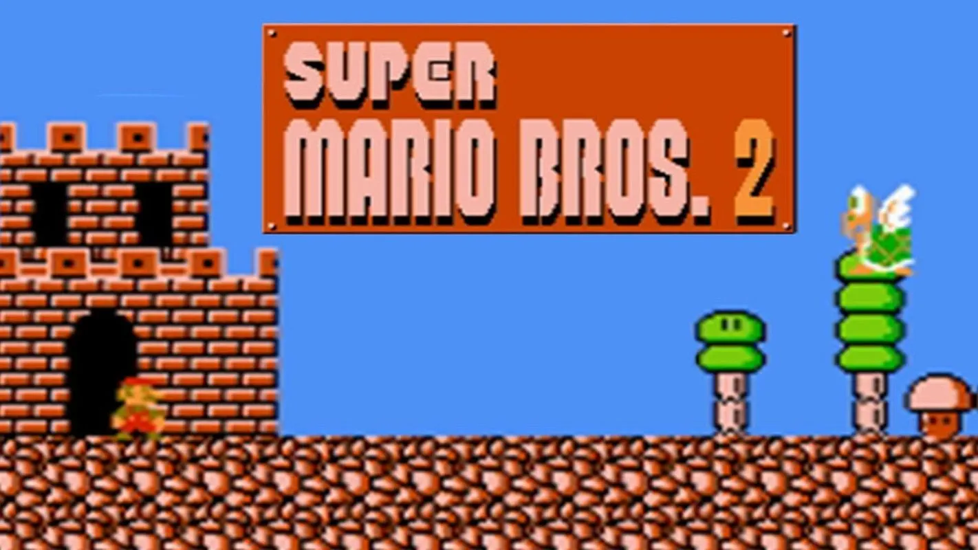 Hình ảnh trong game Super Mario Bros. The Lost Levels, phiên bản Super Mario Bros. 2 tại Nhật Bản, nổi tiếng với độ khó cao.