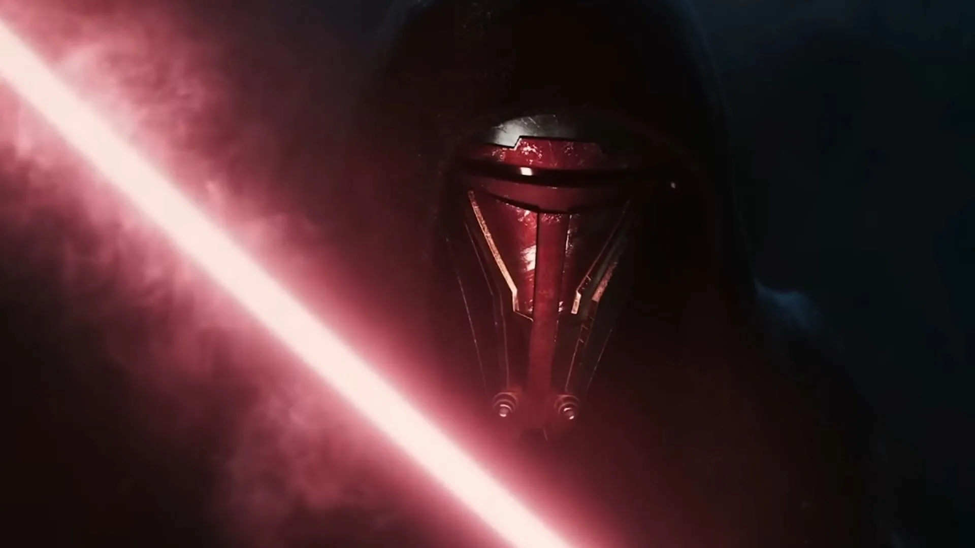 Hình ảnh từ đoạn giới thiệu Star Wars: Knights of the Old Republic Remake, cho thấy Revan hoặc một Jedi/Sith đang đối mặt với nguy hiểm
