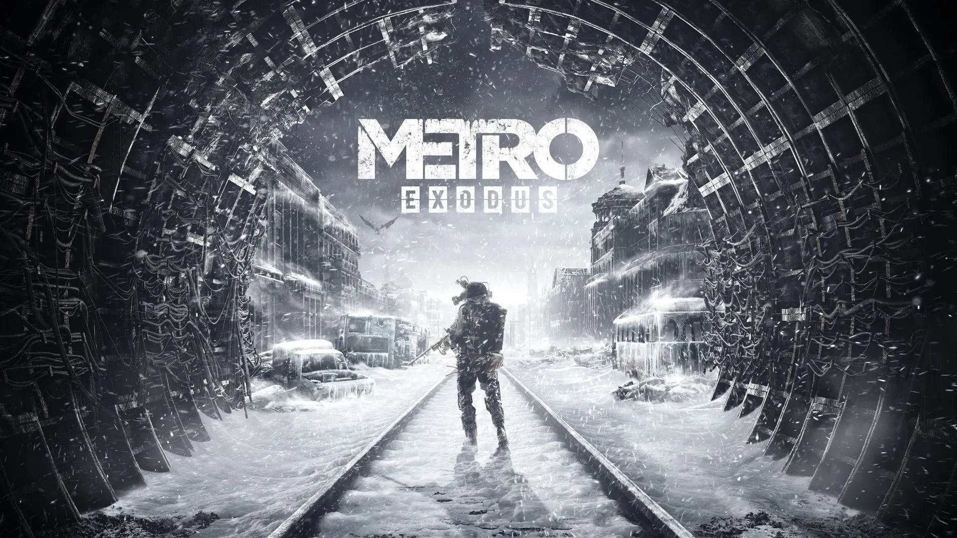 Hình nền Metro Exodus mùa đông với logo game