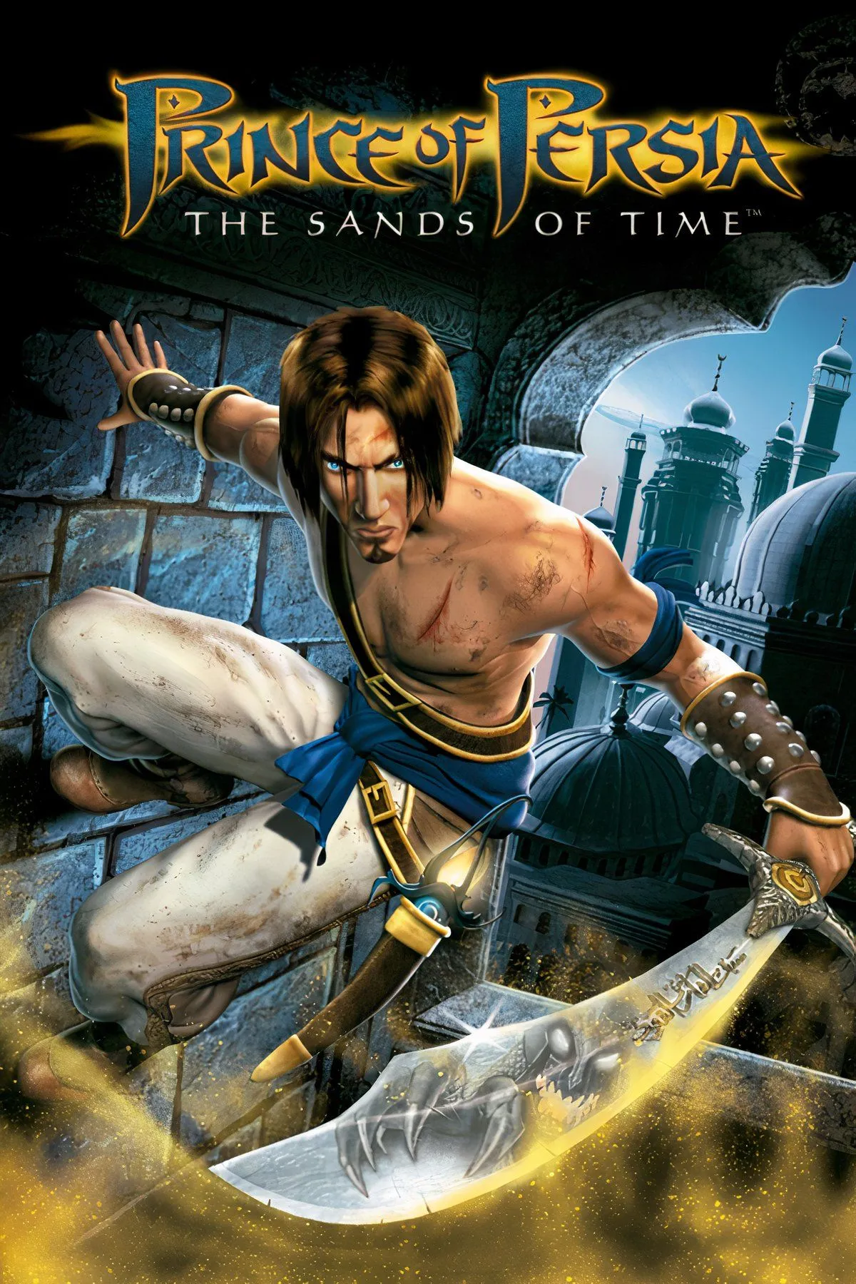 Hoàng tử chiến đấu với quái vật cát trong Prince of Persia The Sands of Time, game phiêu lưu hành động kinh điển trên Xbox Original
