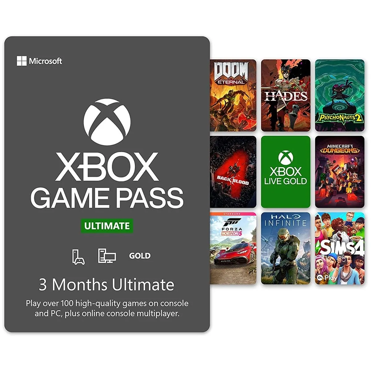 Hộp sản phẩm Xbox Game Pass Ultimate biểu tượng cho dịch vụ game đám mây và thư viện game đa dạng