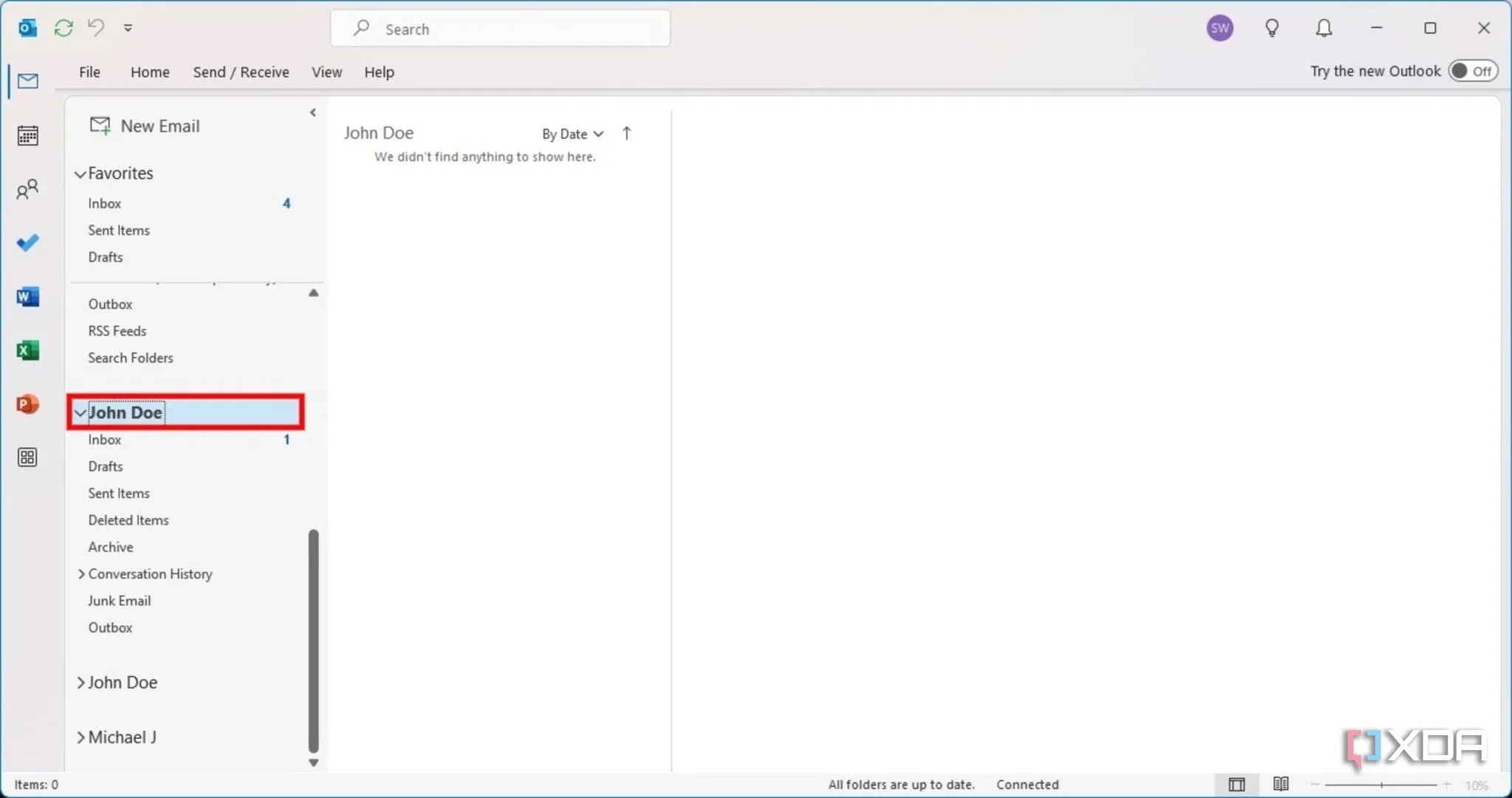 Hộp thoại để nhập địa chỉ email của hộp thư dùng chung trong Outlook Classic, sau đó nhấn &quot;OK&quot;