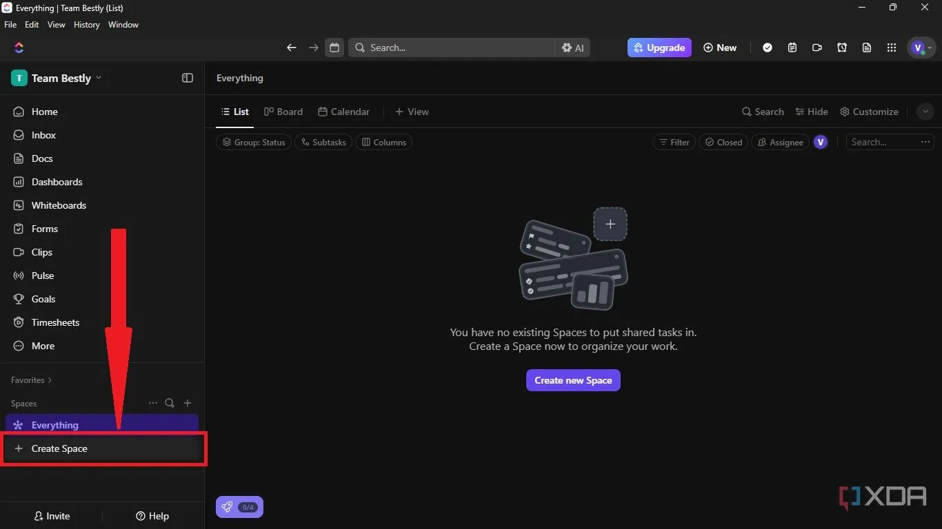 Hướng dẫn cách tạo không gian mới trong ClickUp