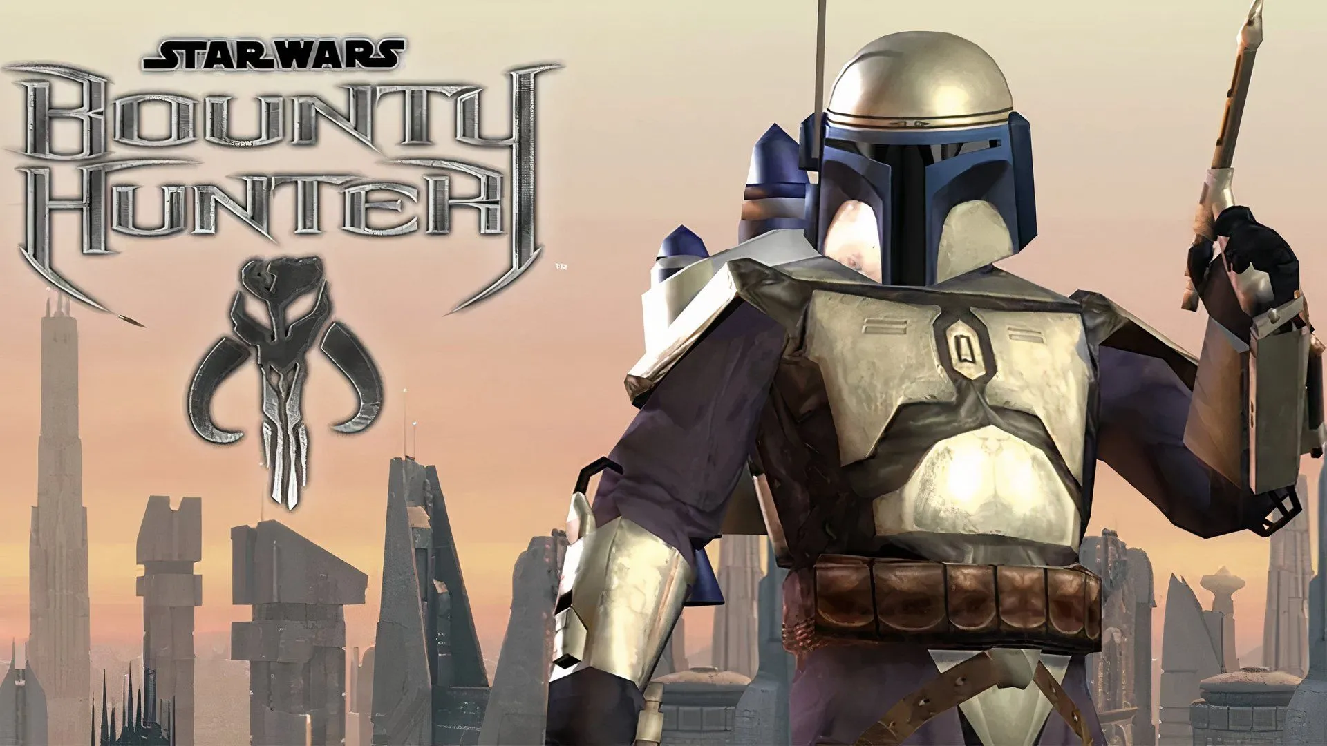 Jango Fett đối mặt với kẻ thù trong một cảnh hành động của game Star Wars Bounty Hunter