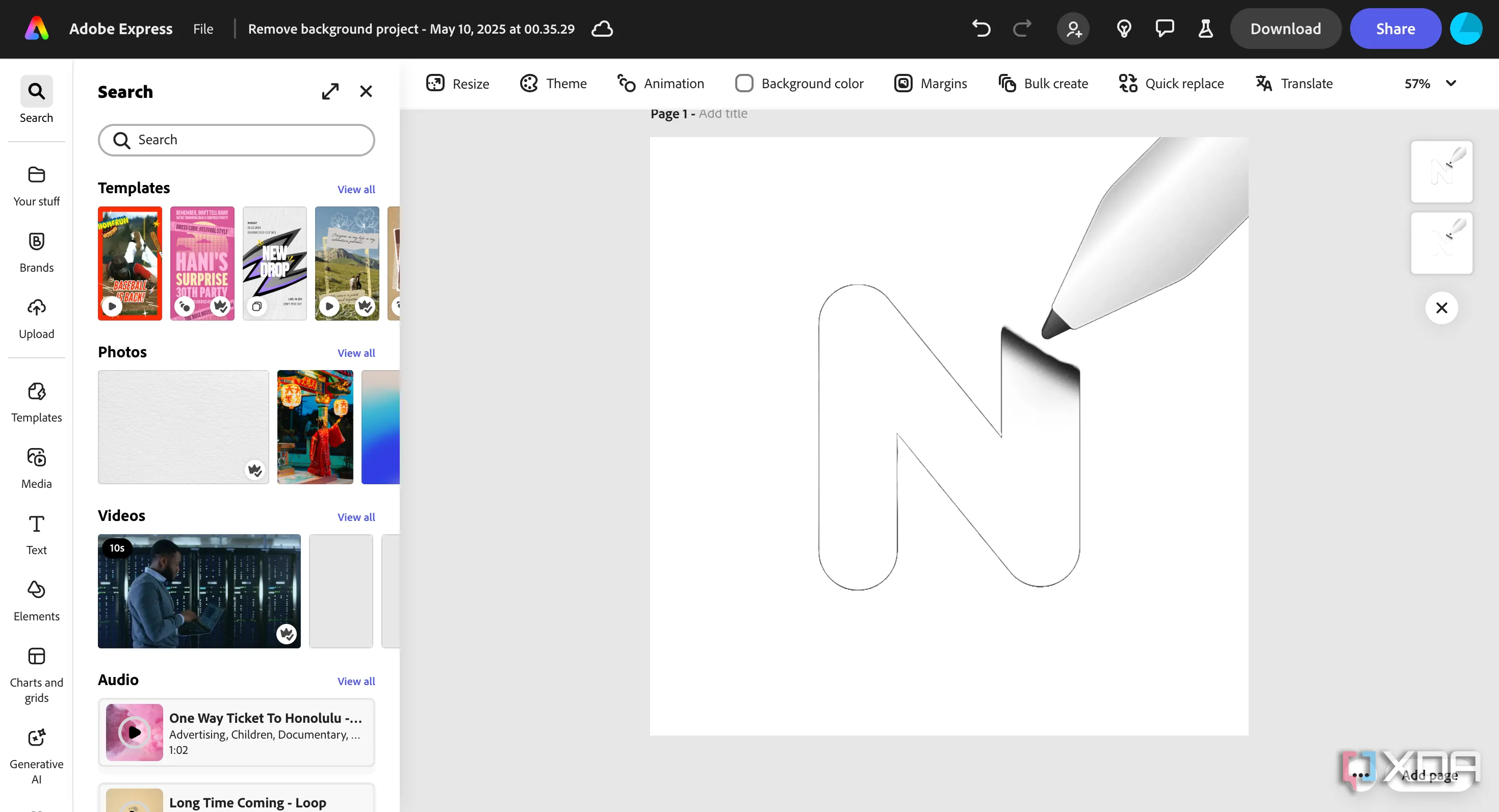 Kết quả xóa nền logo ứng dụng sắc nét bằng tính năng Remove Background của Adobe Express.