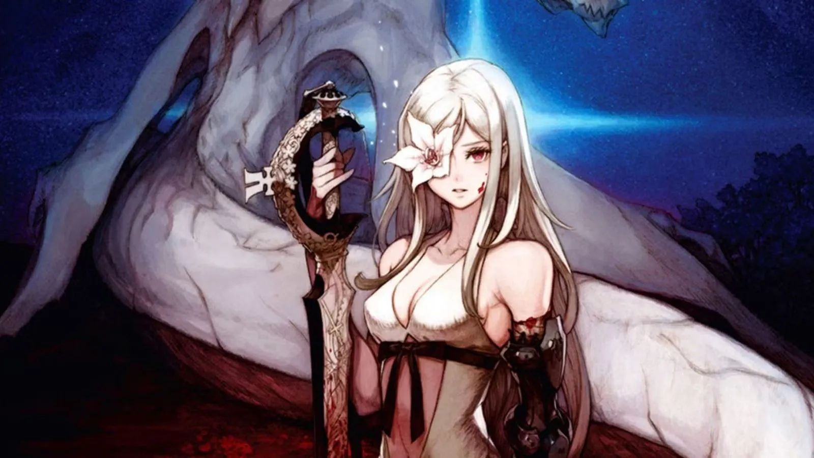 Key art game Drakengard 3 với nhân vật chính Zero và trang phục đặc trưng