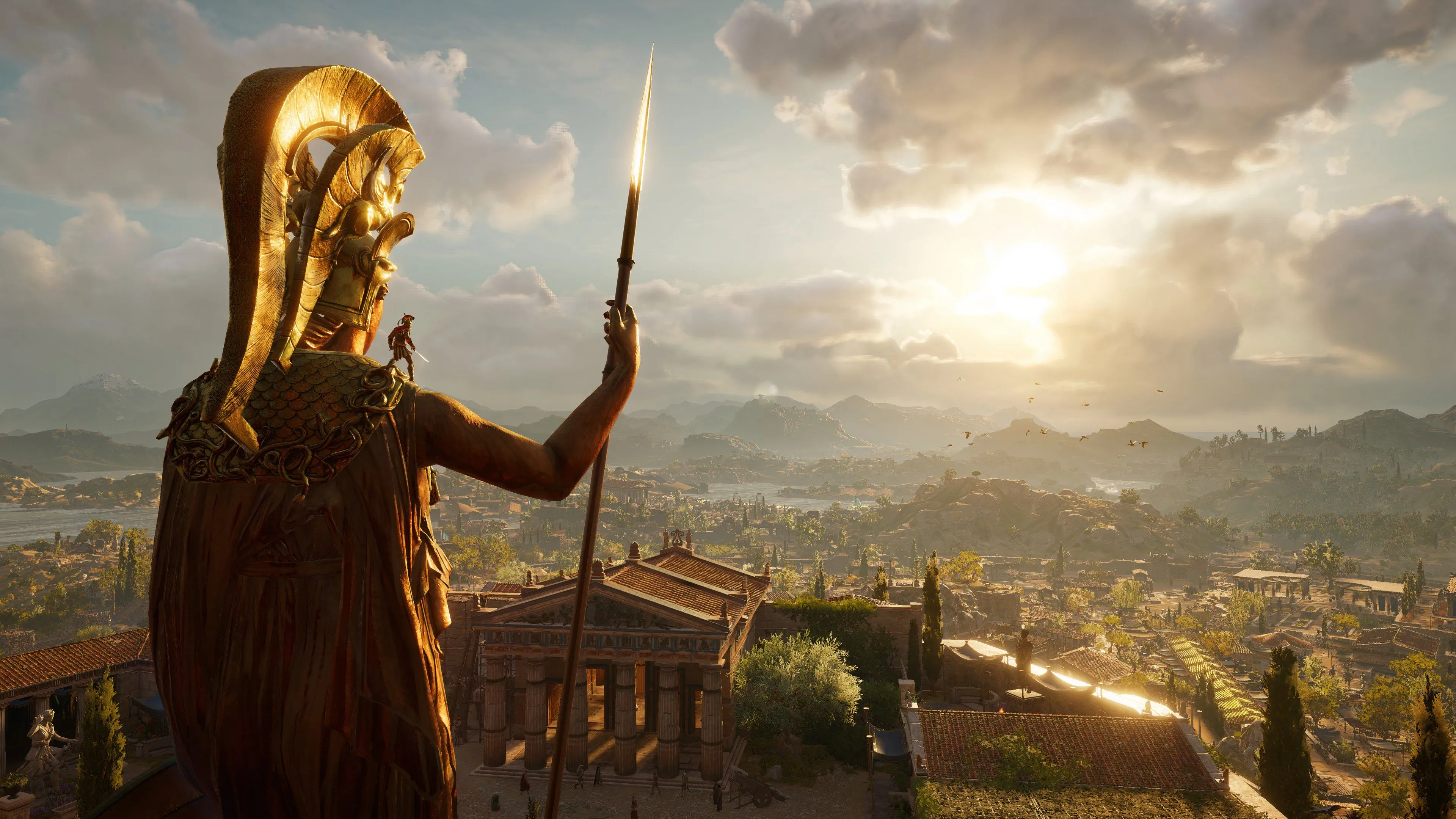 Khung cảnh thế giới mở tuyệt đẹp của Assassin's Creed Odyssey, khắc họa vẻ đẹp hùng vĩ của Hy Lạp cổ đại.