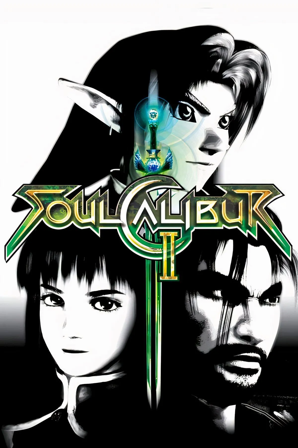 Link của Zelda đối đầu với đối thủ trong game đối kháng SoulCalibur II trên GameCube.
