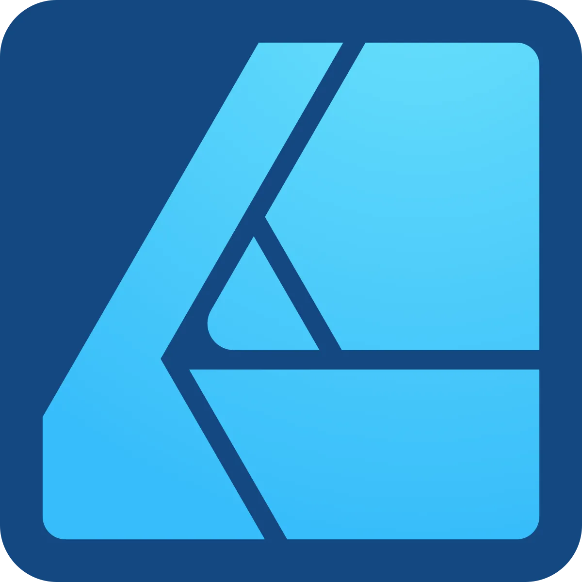 Logo của ứng dụng Affinity Designer với thiết kế hiện đại, biểu tượng cho phần mềm thiết kế đồ họa
