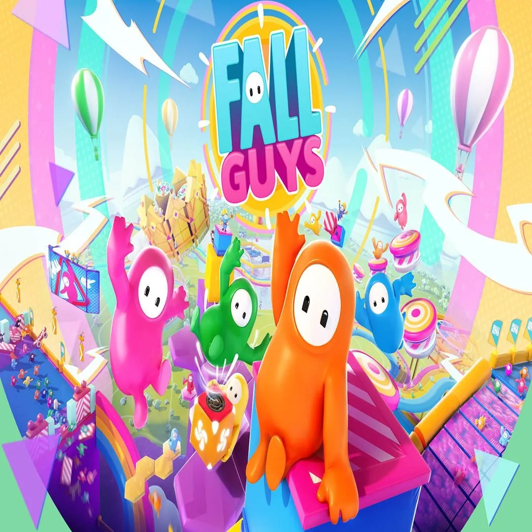 Logo đầy màu sắc của game Fall Guys, một lựa chọn giải trí nhẹ nhàng cho PC yếu