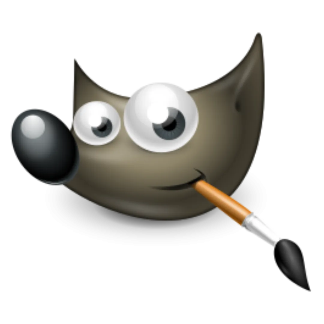 Logo GIMP với hình linh vật Wilber trên nền xanh đậm