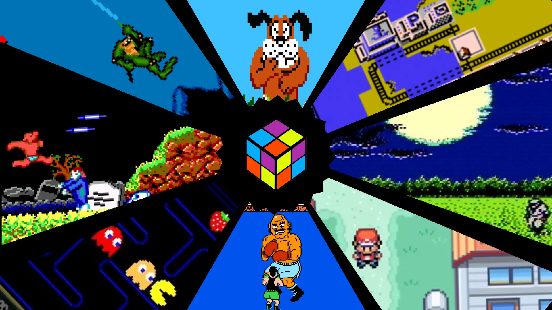 Logo LaunchBox với hình ảnh nhiều tựa game giả lập trên nền