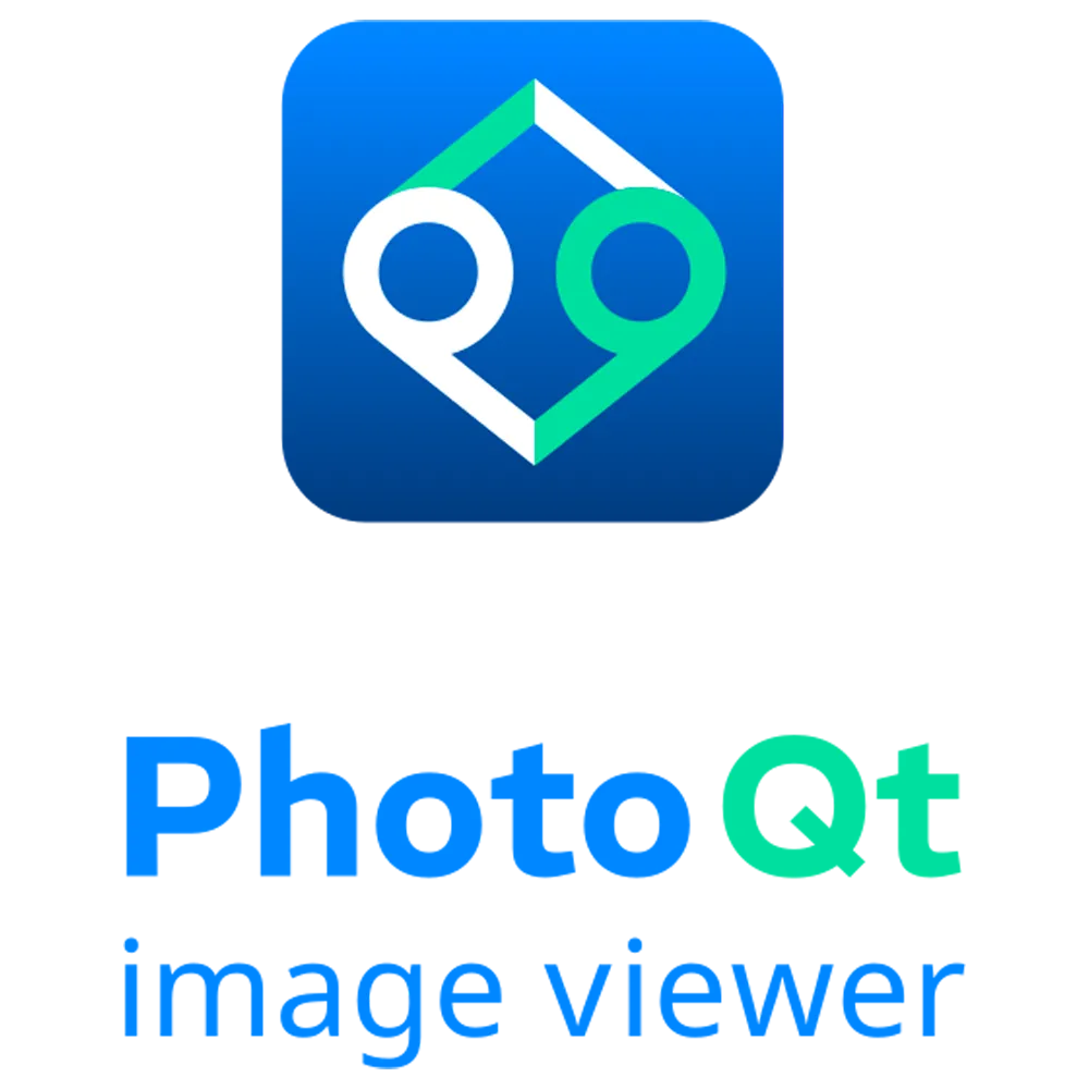 Logo PhotoQt với chữ &quot;Qt&quot; nổi bật, biểu tượng cho trình xem ảnh nhẹ