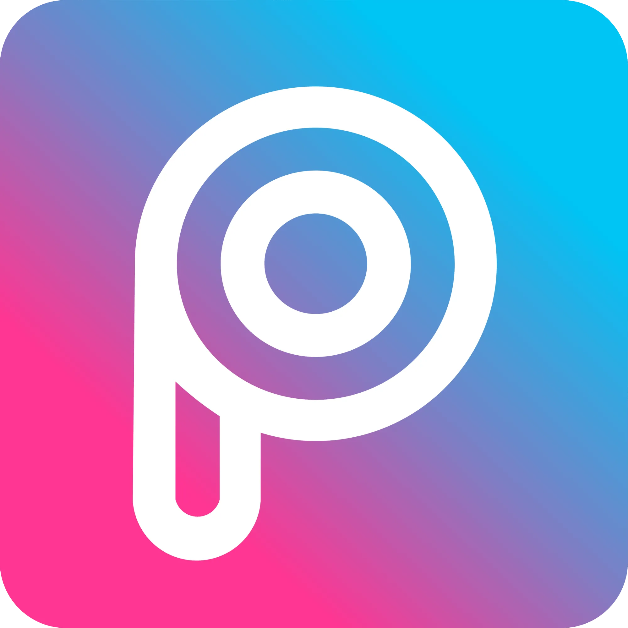 Logo Picsart với biểu tượng chữ P màu tím và tên ứng dụng