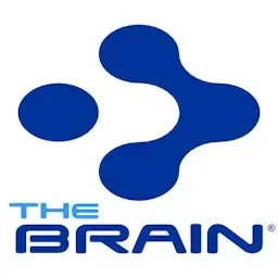 Logo TheBrain với biểu tượng hình bán cầu não cách điệu