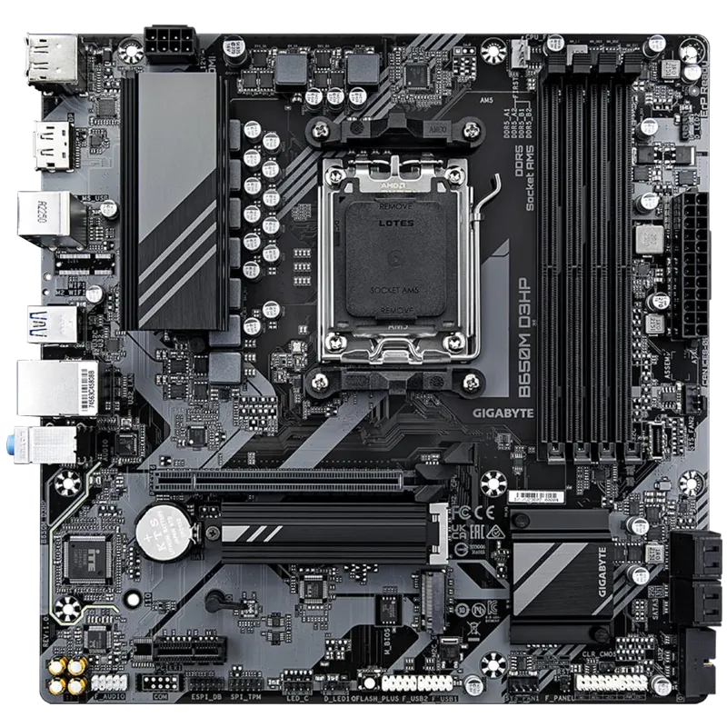 Mainboard Gigabyte B650M D3HP, một bo mạch chủ AMD Ryzen 7000/9000 giá phải chăng, cung cấp các tính năng cơ bản và ổn định cho một cỗ máy gaming tầm trung.